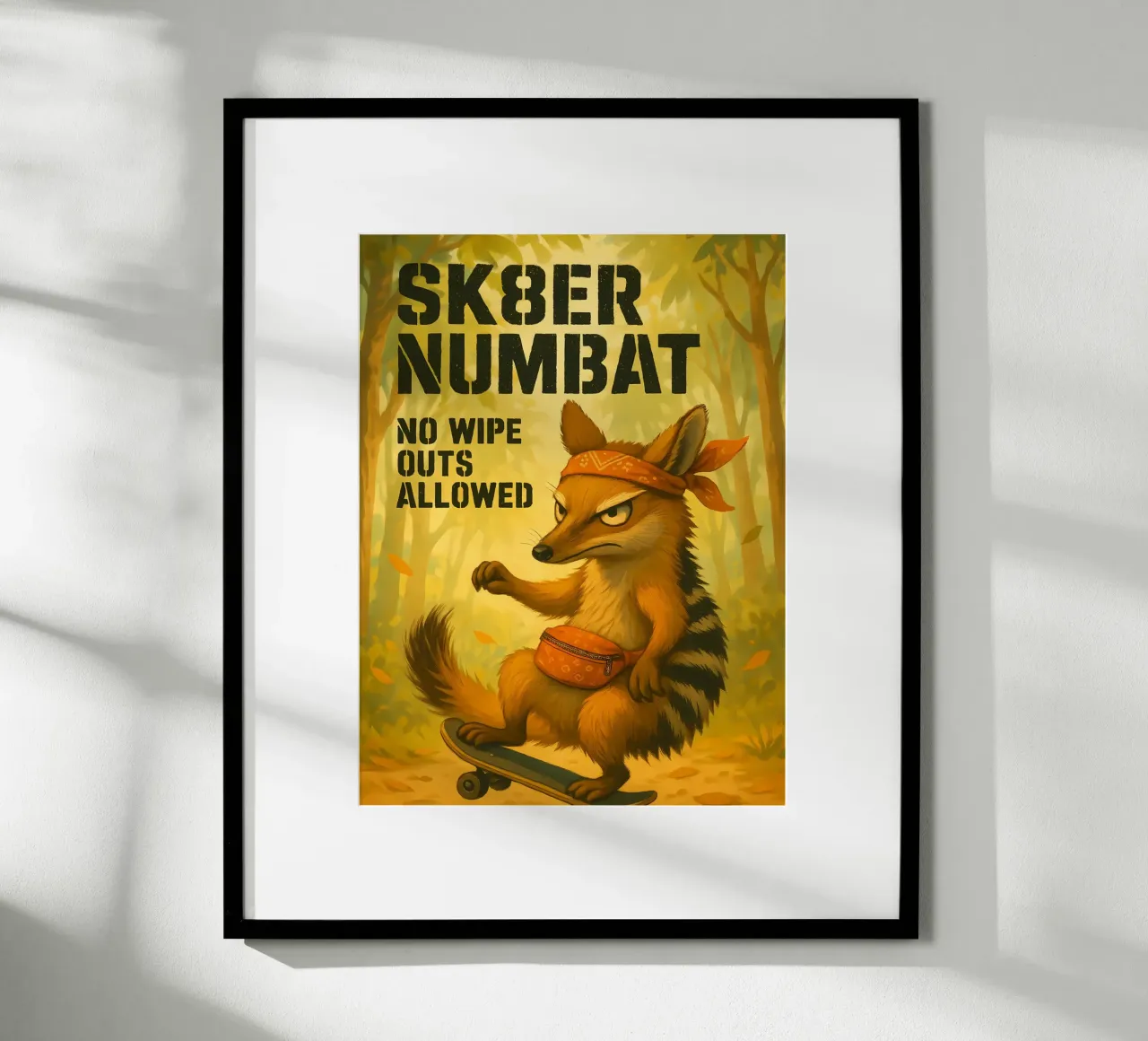 Meme divertente di Numbat poster con telaio in legno da Funny Humor Art