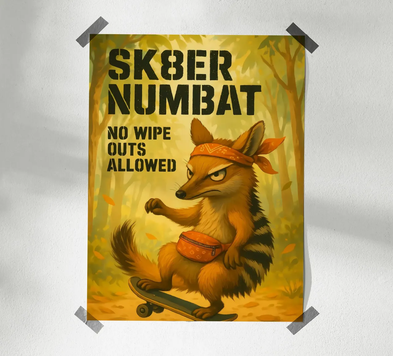 Meme divertente di Numbat poster con telaio in legno da Funny Humor Art