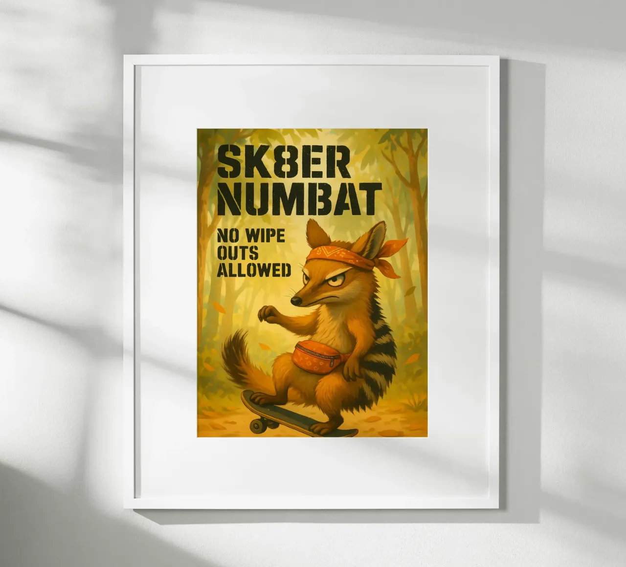 Meme divertente di Numbat poster con telaio in legno da Funny Humor Art