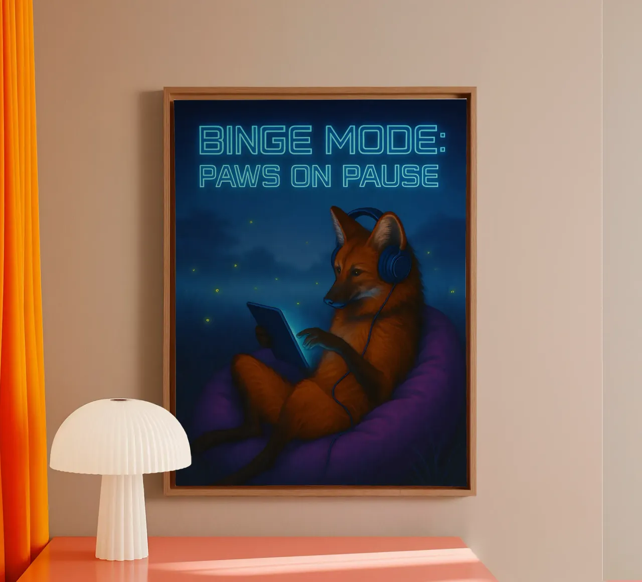 Funny Modern Fox Meme canvas with Floater frame by Funny Humor Art
