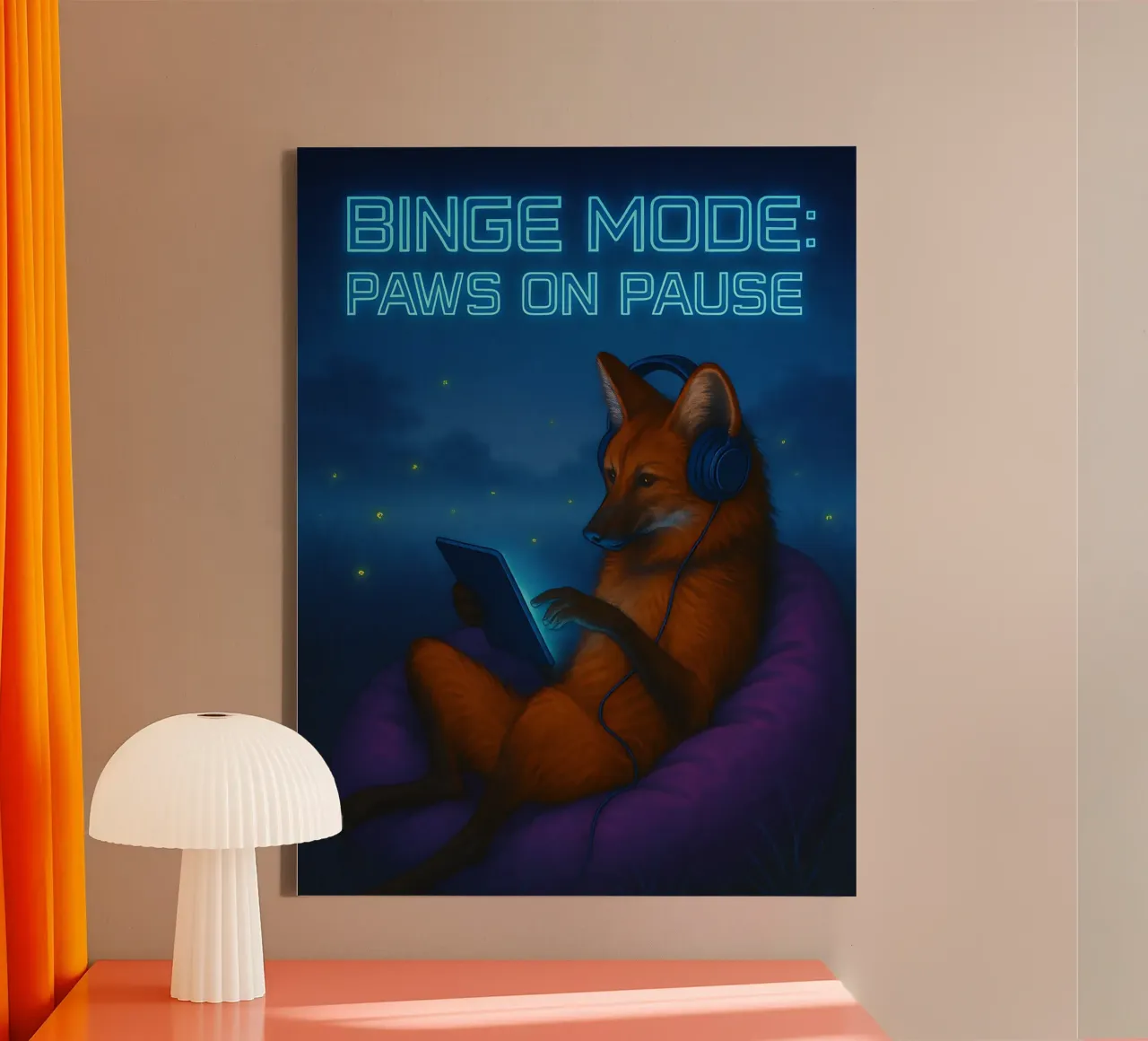 Funny Modern Fox Meme canvas with Floater frame by Funny Humor Art