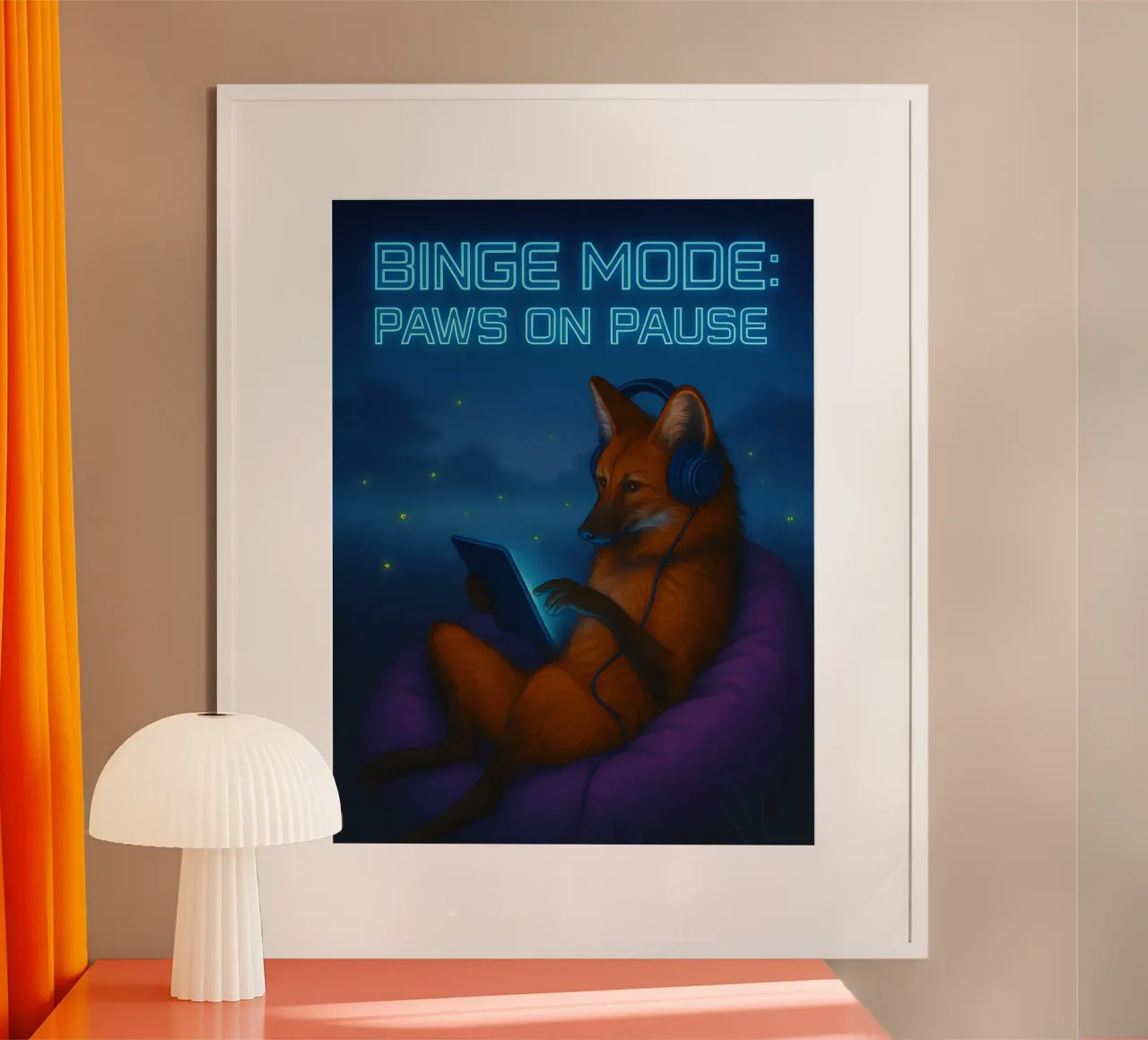 Divertente Meme della Volpe Moderna poster con telaio in legno da Funny Humor Art
