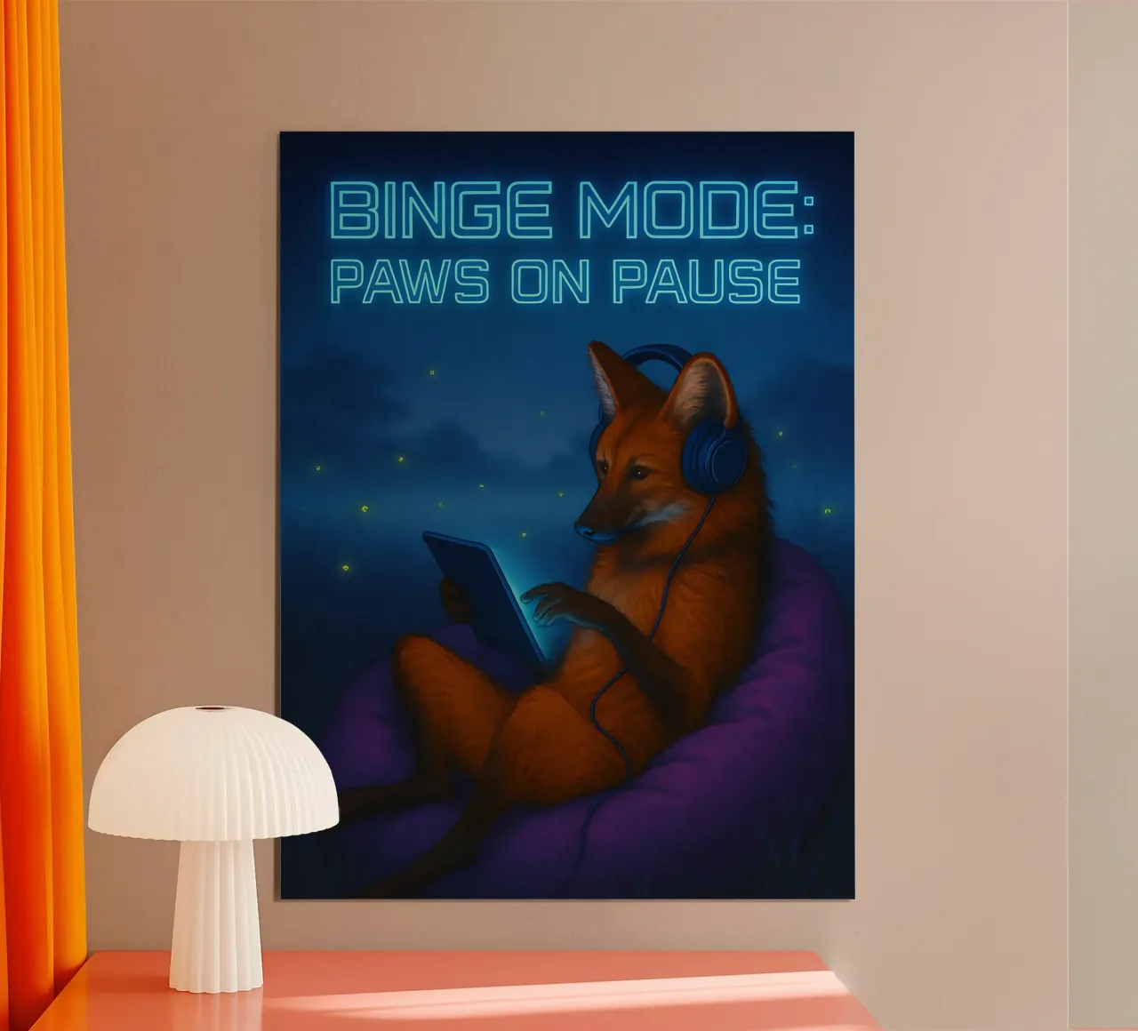 Divertente Meme della Volpe Moderna poster con telaio in legno da Funny Humor Art
