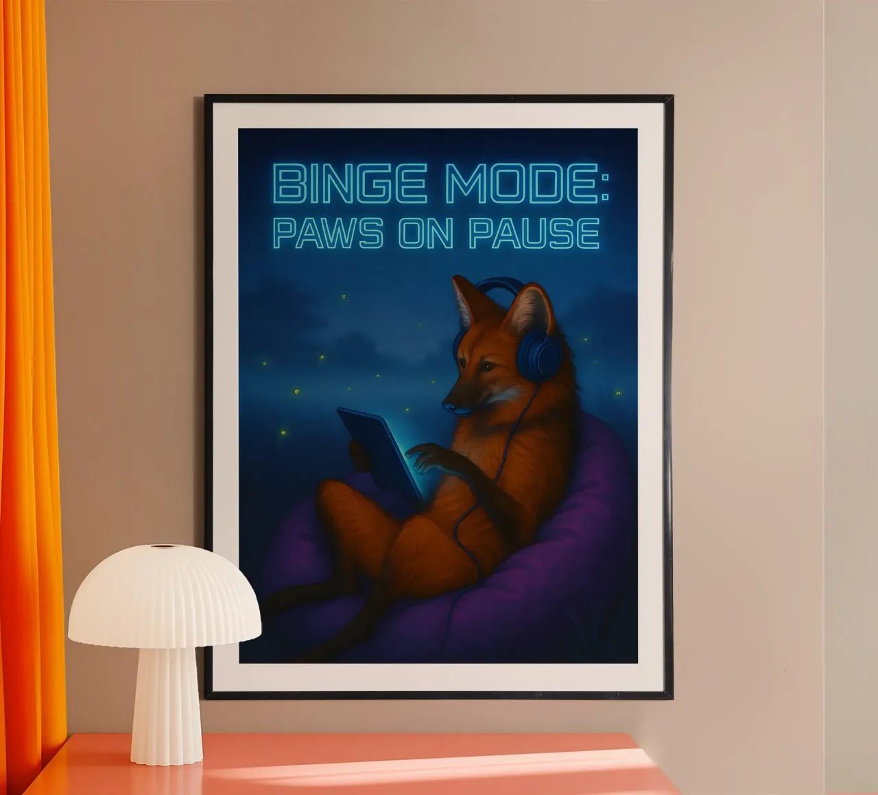 Divertente Meme della Volpe Moderna poster con telaio in legno da Funny Humor Art