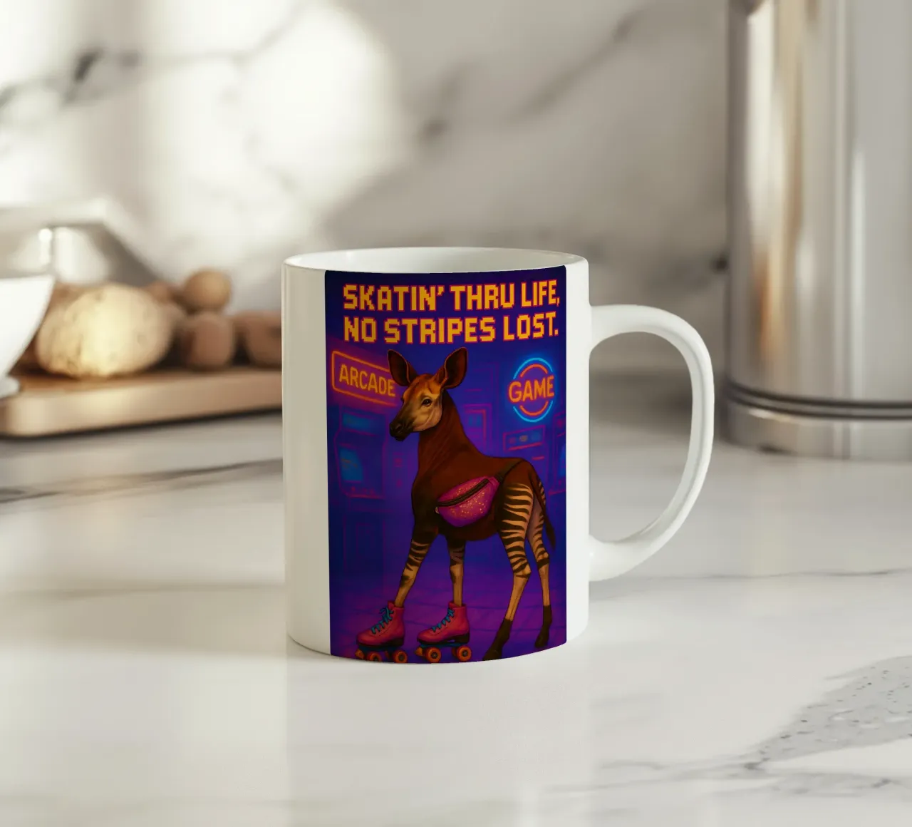 Lustige Okapi Memes Keramik Tasse von Funny Humor Art