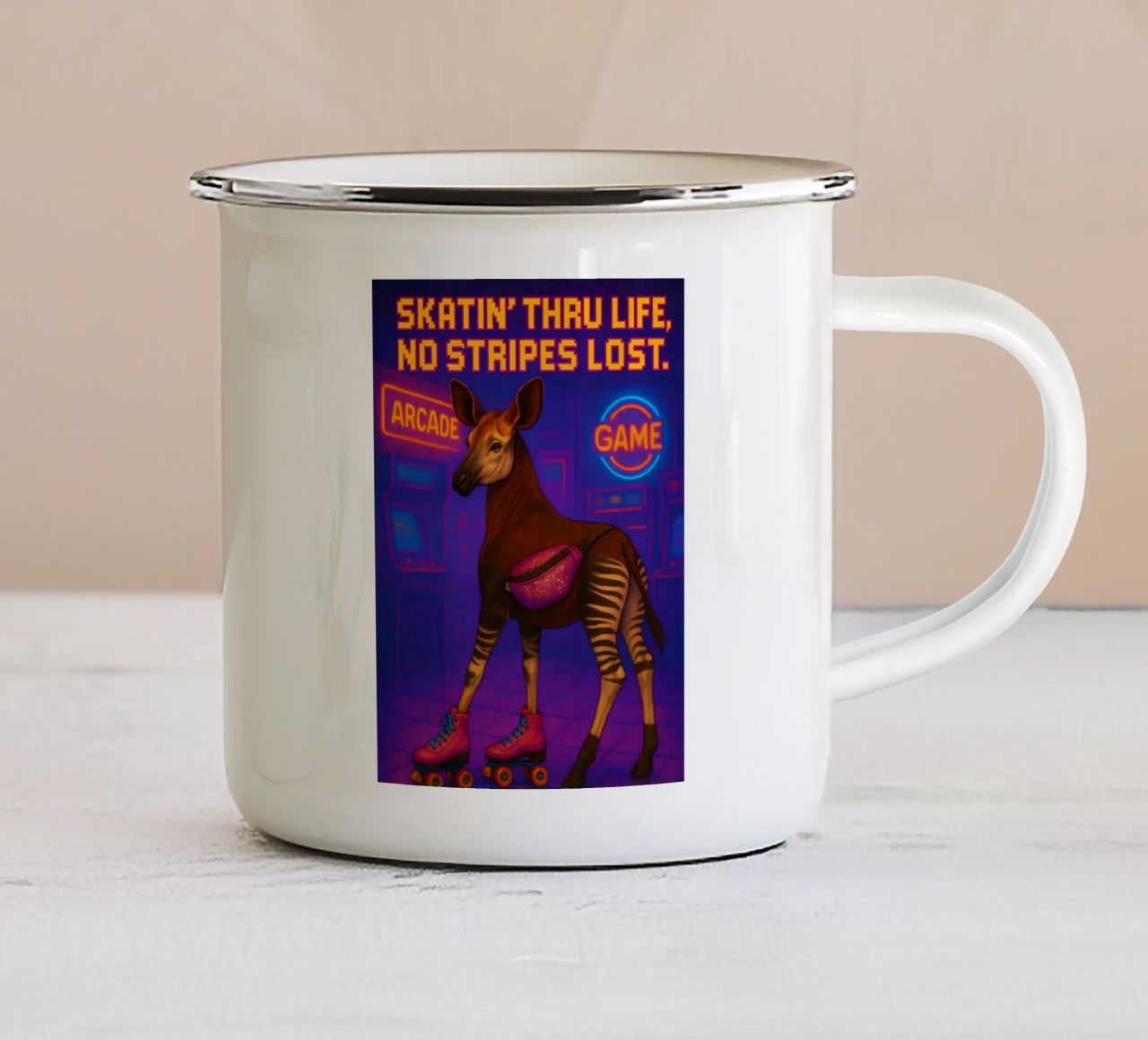 Memes divertenti sull'okapi tazza in smalto da Funny Humor Art