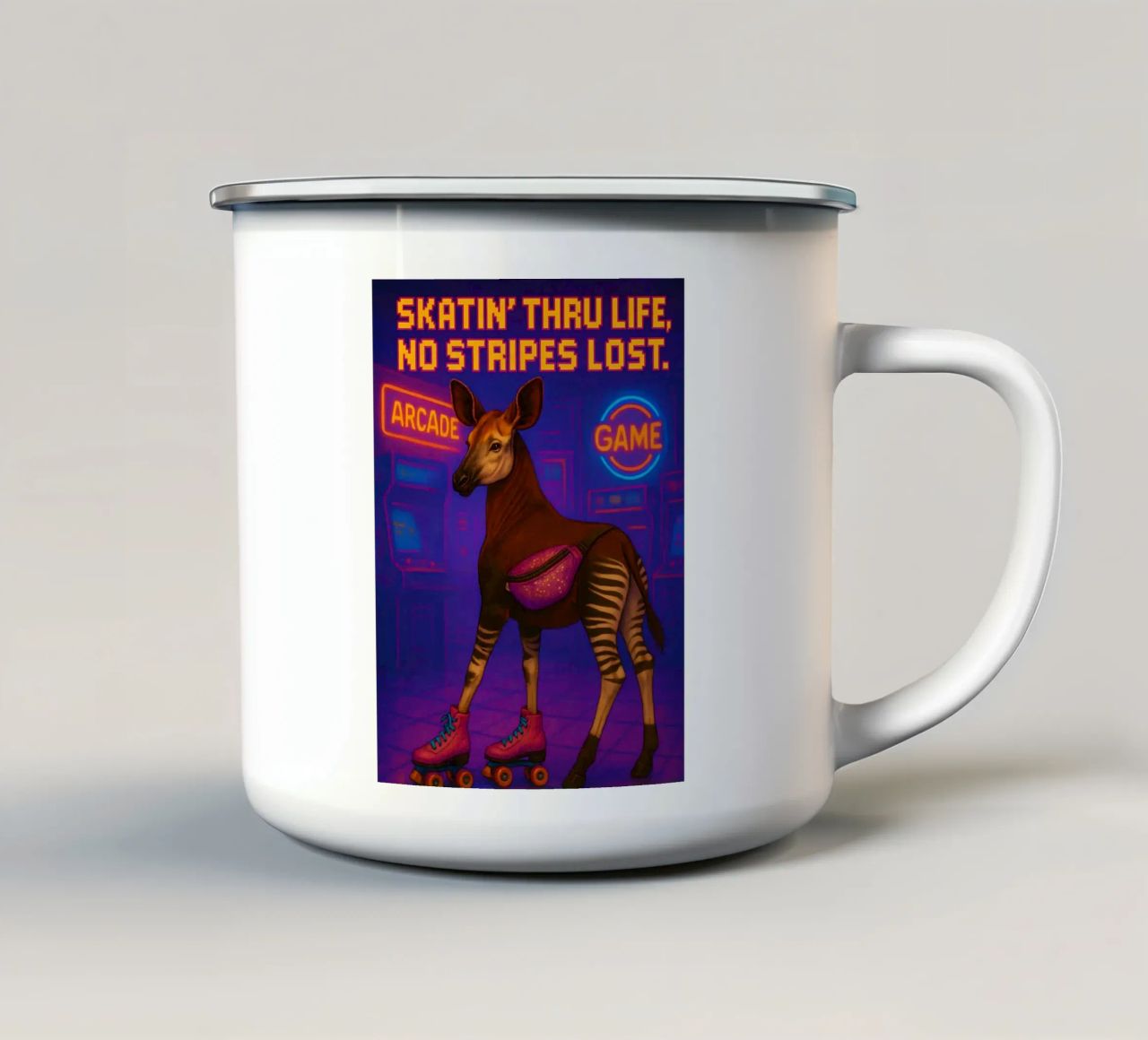 Memes divertenti sull'okapi tazza in smalto da Funny Humor Art