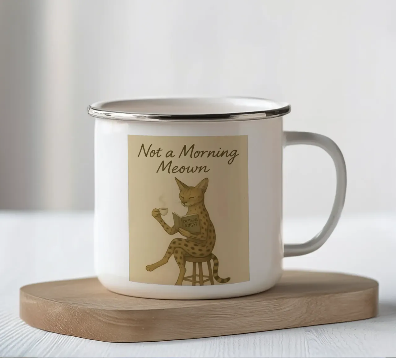Meme divertente sul gatto serval tazza in smalto da Funny Humor Art