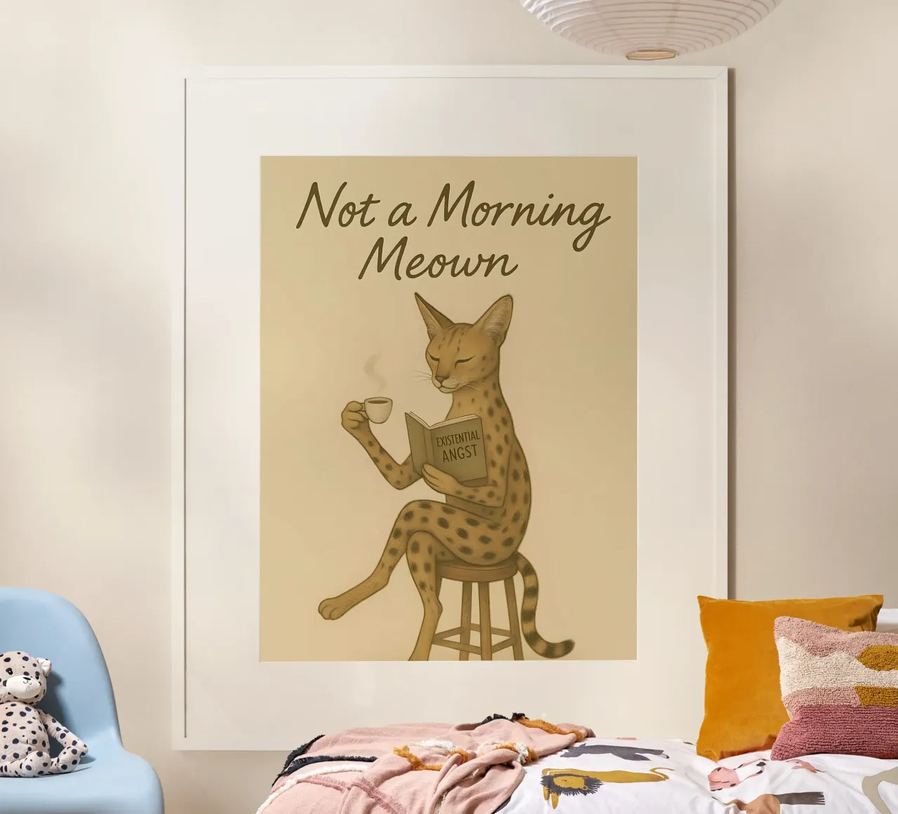 Meme divertente sul gatto serval poster con telaio in legno da Funny Humor Art