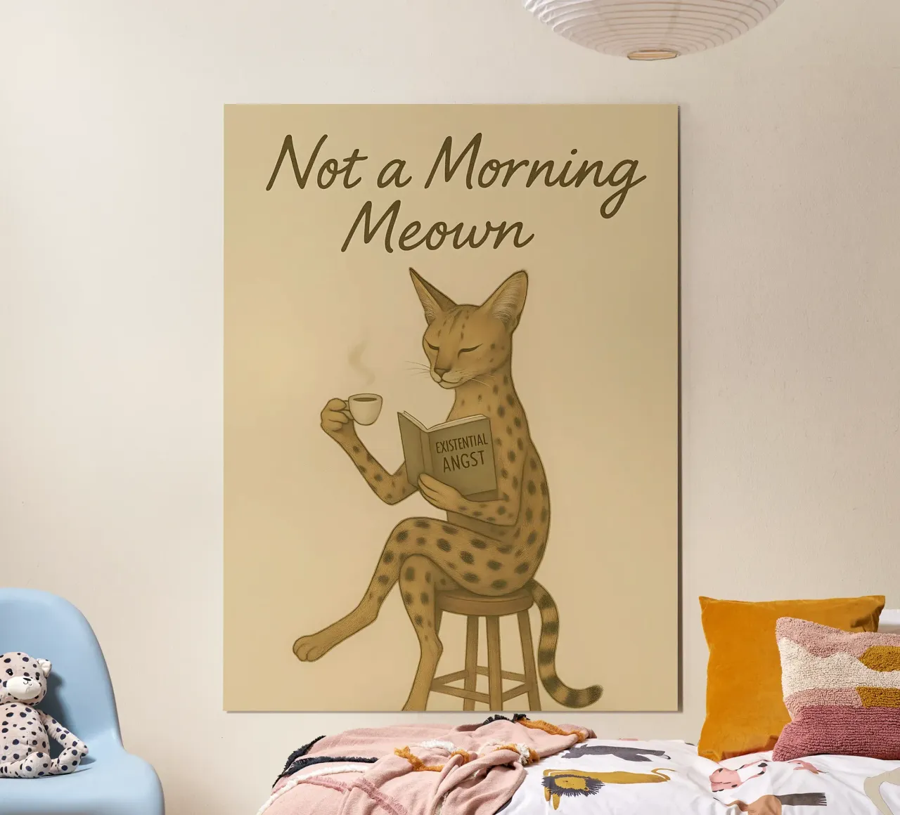 Meme divertente sul gatto serval poster con telaio in legno da Funny Humor Art