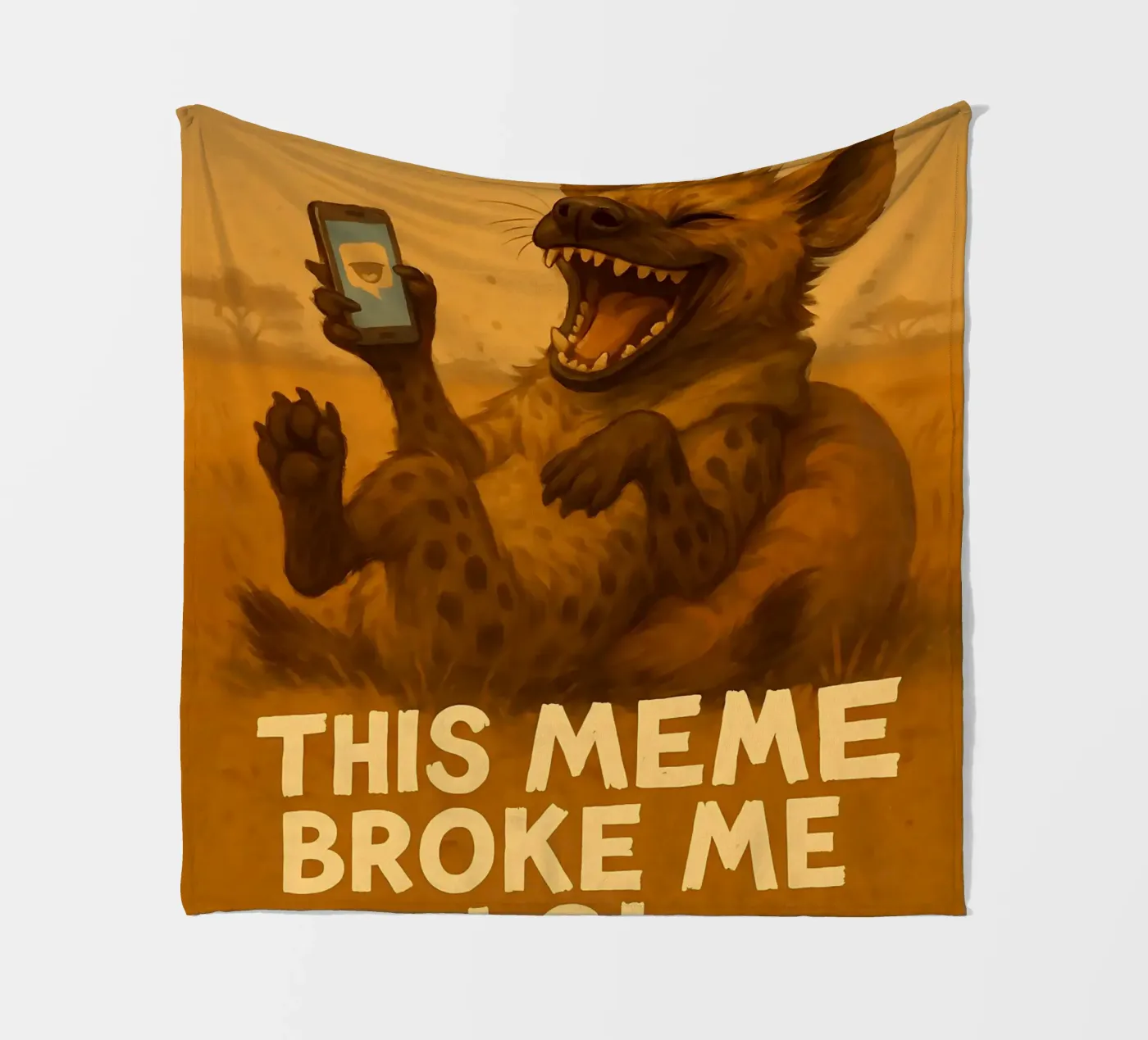 Lustige Hyäne Meme Fleecedecke von Funny Humor Art