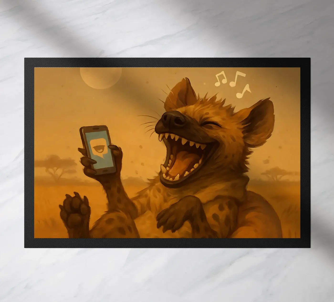 Lustige Hyäne Meme Fußmatte von Funny Humor Art