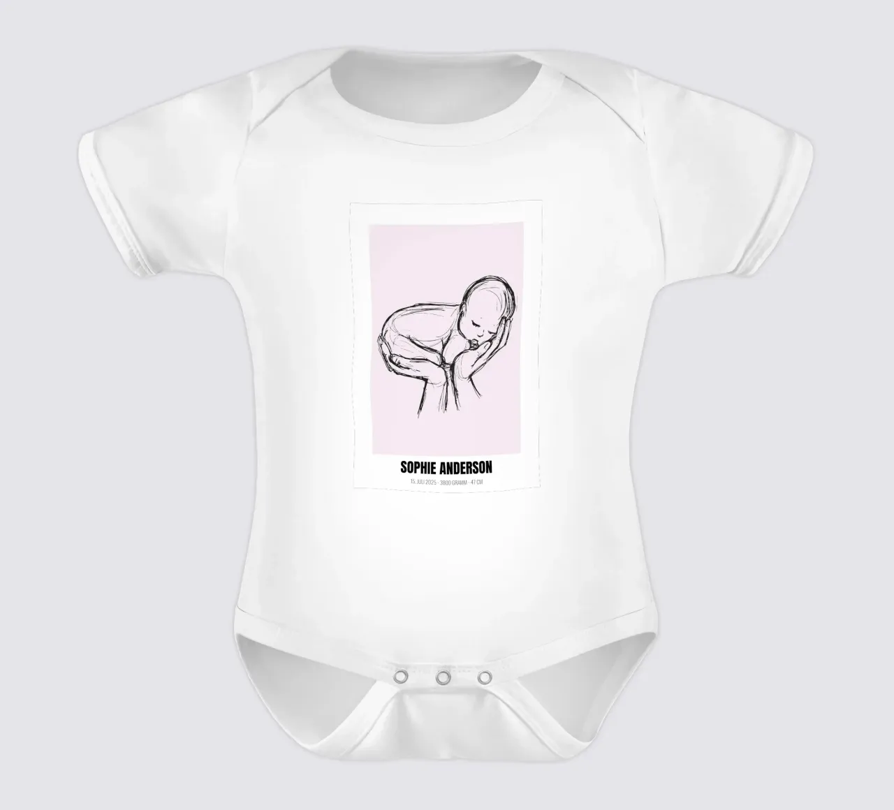 Minimalist & personal - birth poster with name short-sleeve baby romper by FRAMELY