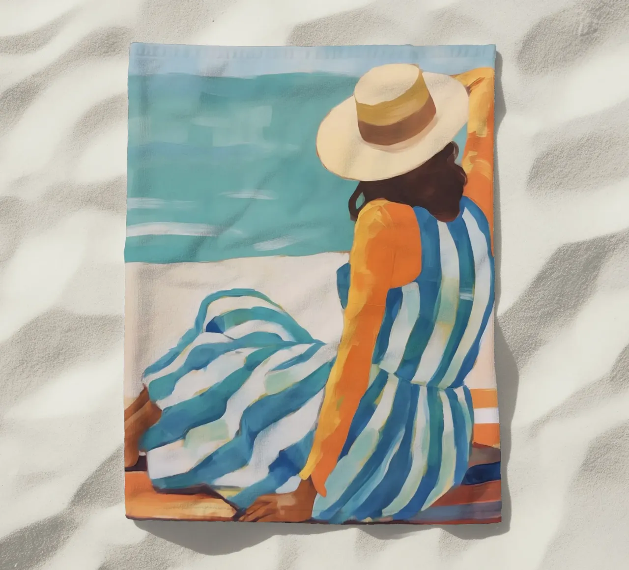 Femme abstraite sur la plage serviette de plage de DolceVita