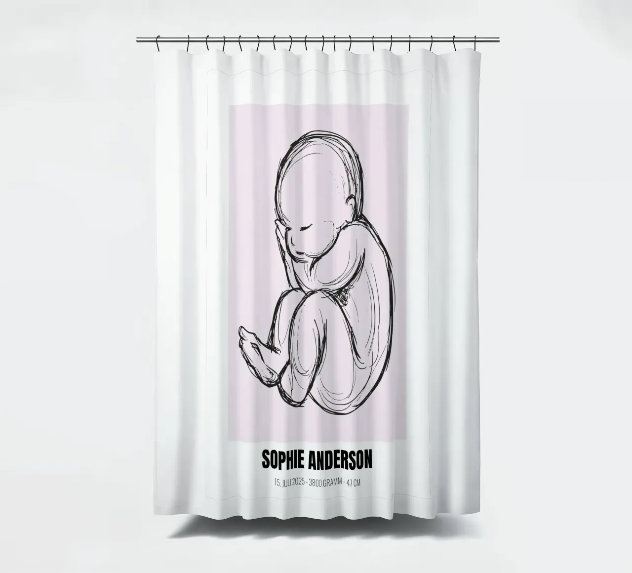 Minimalist & personal - birth poster with name shower curtain by FRAMELY