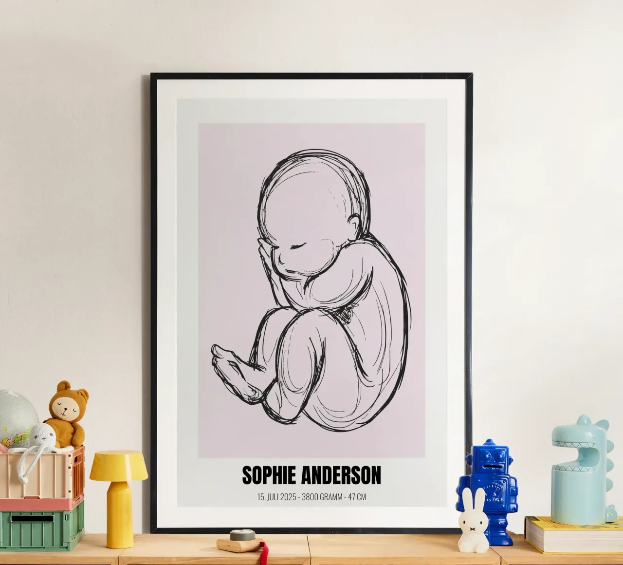 Minimalista e personale - poster di nascita con nome e cognome poster con telaio in legno da FRAMELY