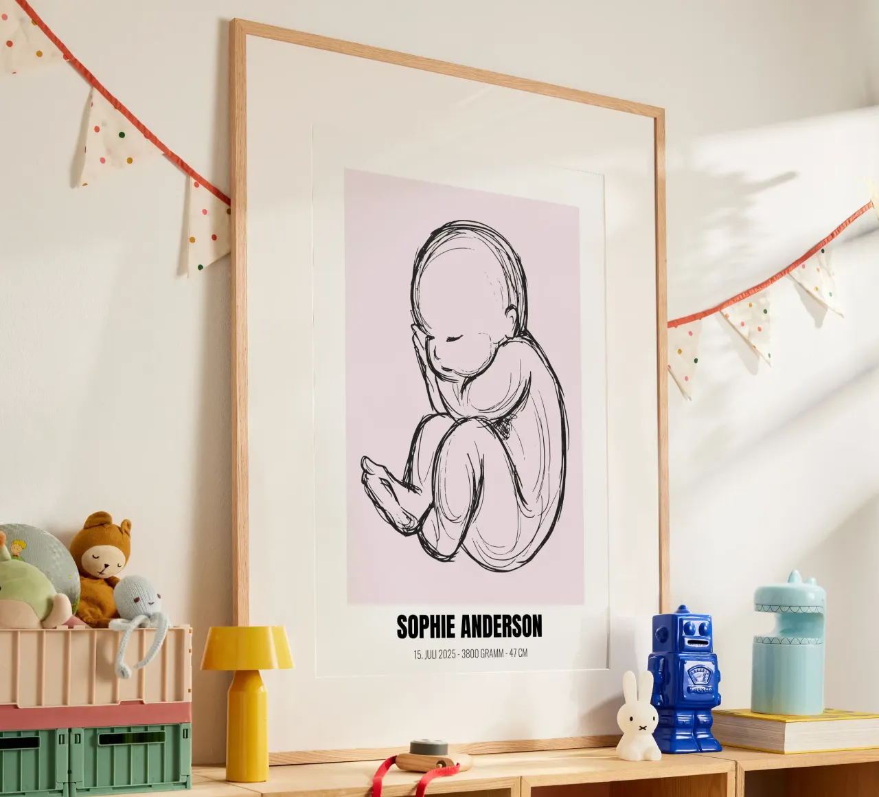 Minimalista e personale - poster di nascita con nome e cognome poster con telaio in legno da FRAMELY