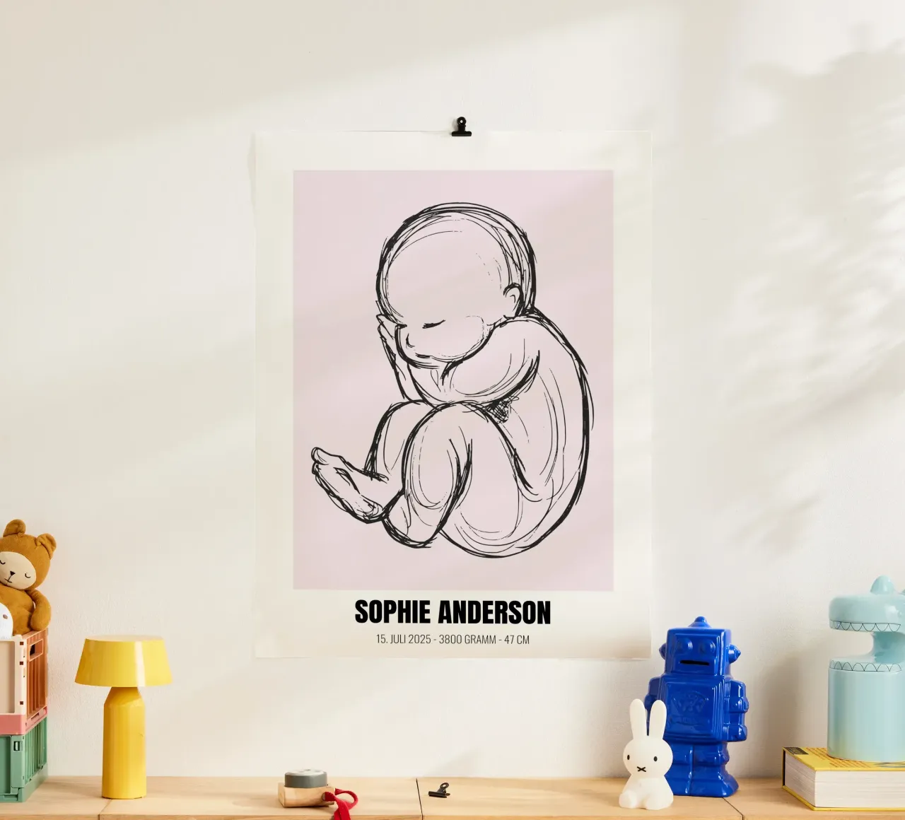Minimalista e personale - poster di nascita con nome e cognome poster con telaio in legno da FRAMELY