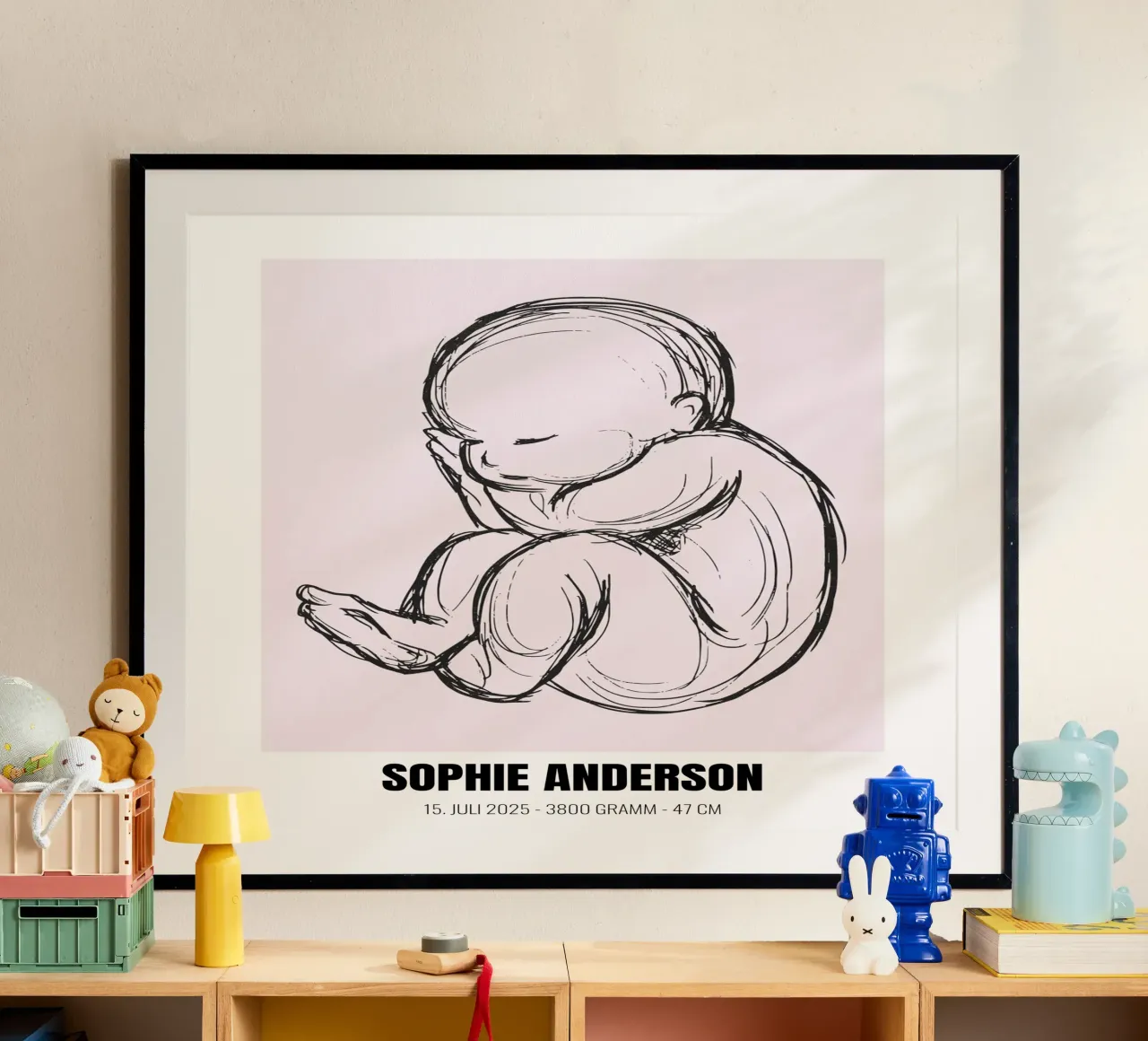 Minimalista e personale - poster di nascita con nome e cognome poster con telaio in legno da FRAMELY