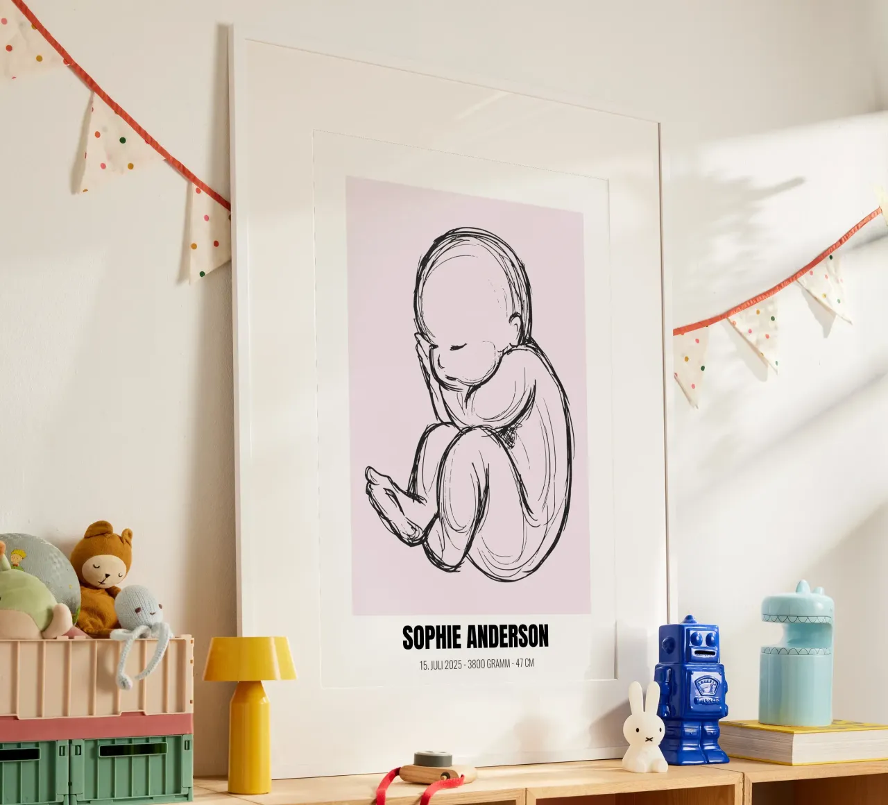 Minimalista e personale - poster di nascita con nome e cognome poster con telaio in legno da FRAMELY