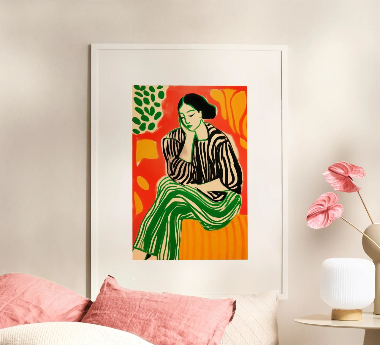 Donna Matisse a riposo con disegno a righe poster da Autofocus