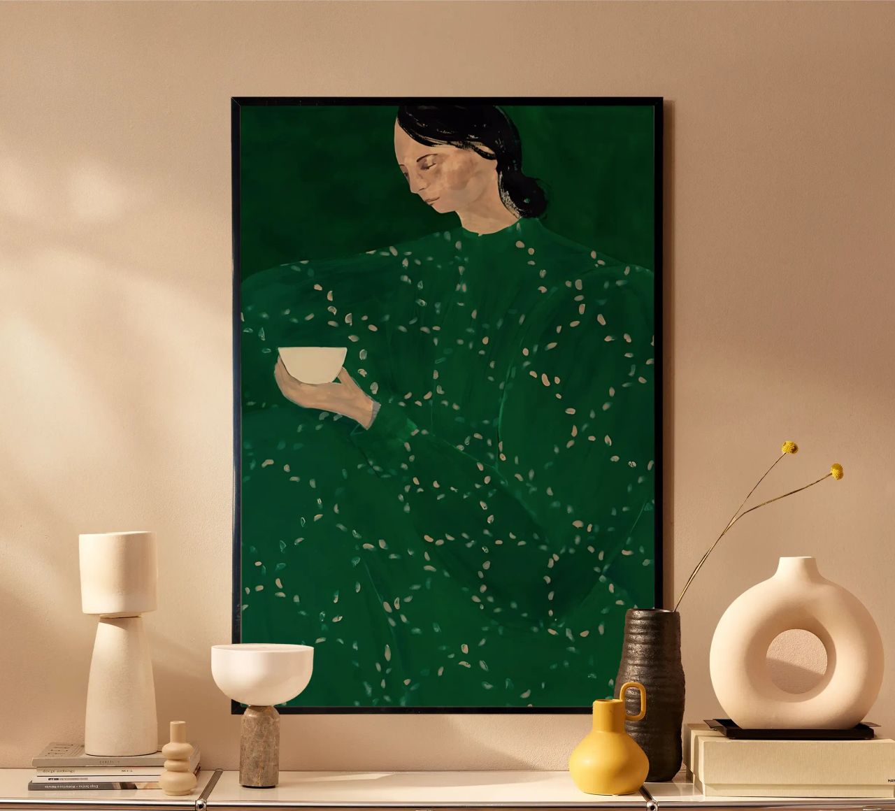 Smaragdgrün Kunst, Abstrakte Frau Druck Poster von Boheme
