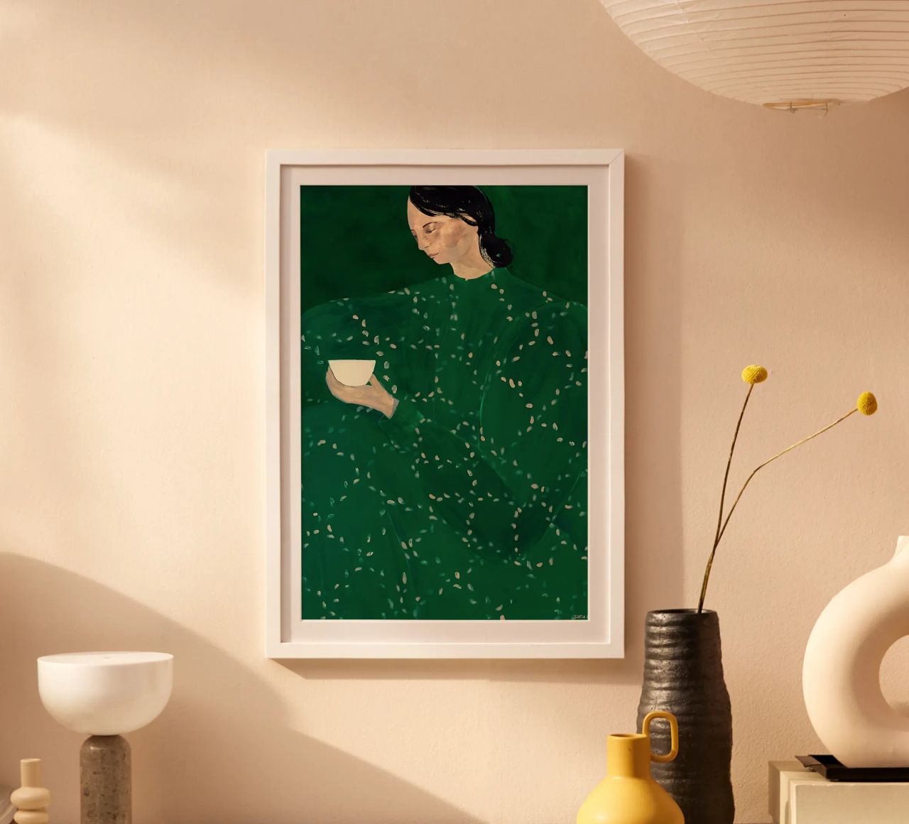 Smaragdgrün Kunst, Abstrakte Frau Druck Poster von Boheme