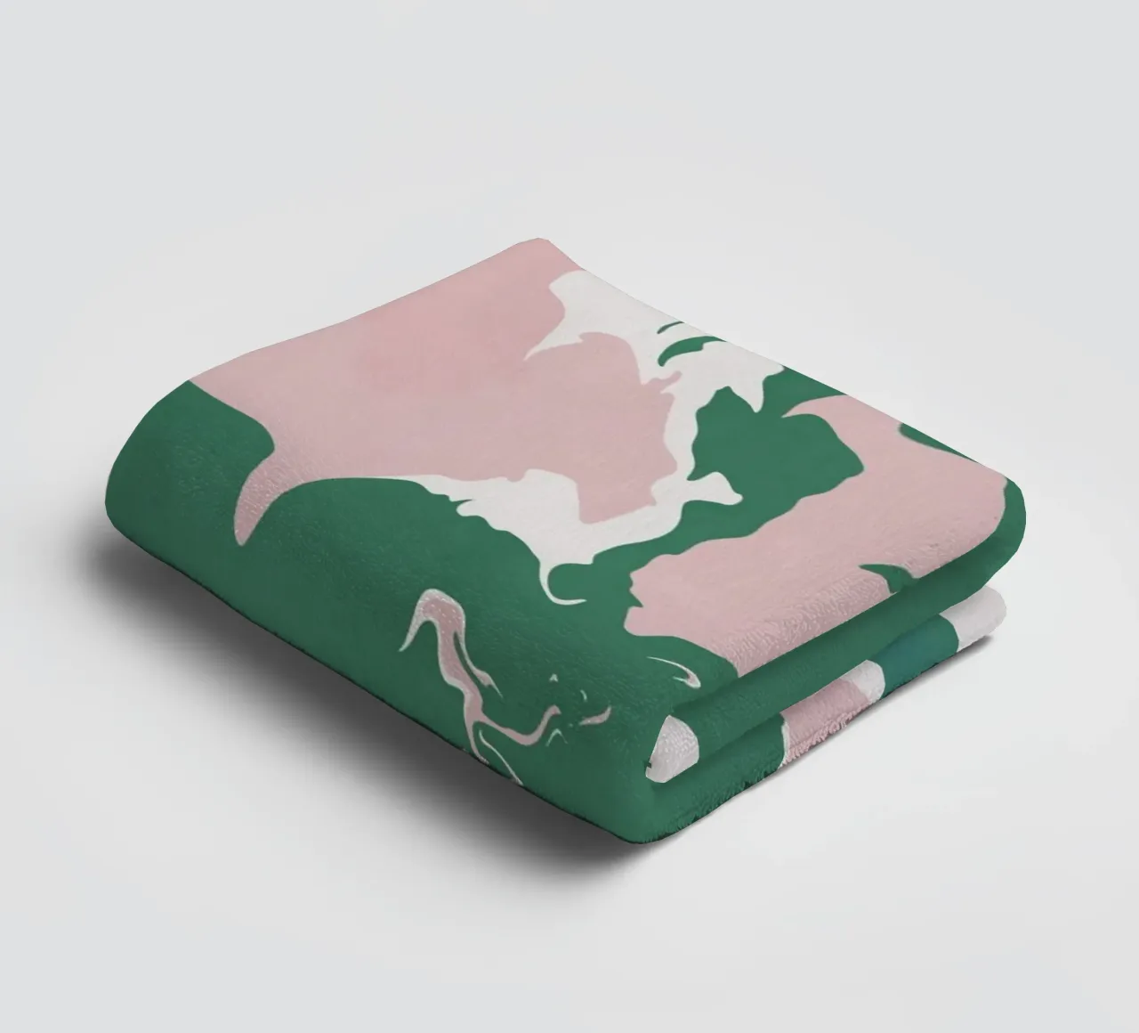Abstract liquify pink and green towel by Little Dean