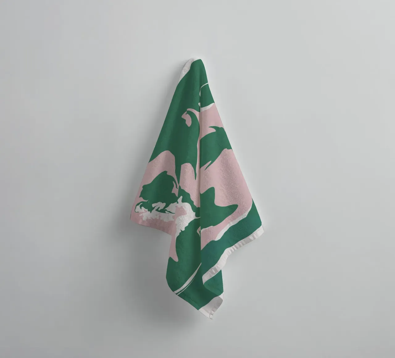 Abstract liquify pink and green towel by Little Dean