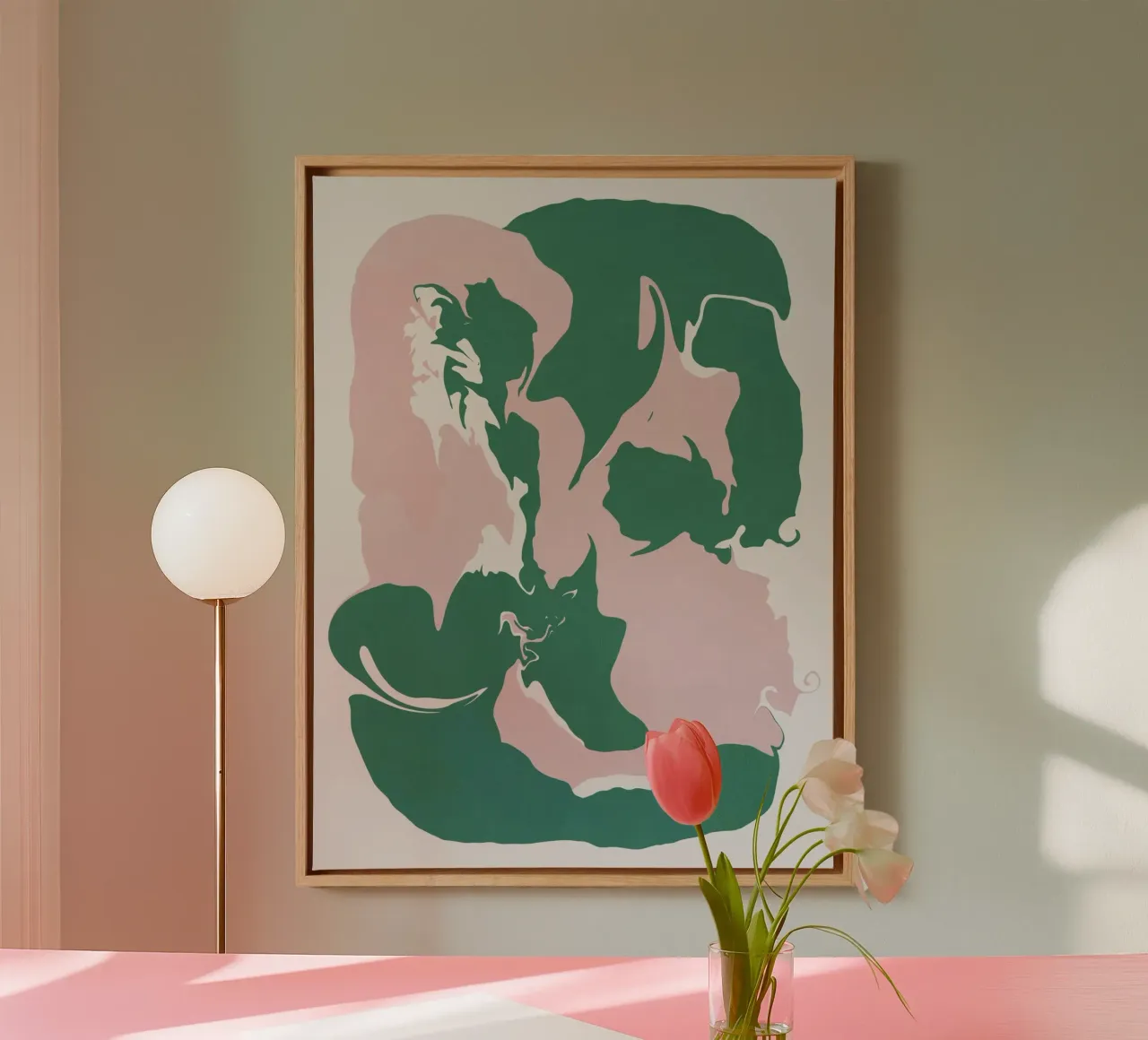 Astratto liquida il rosa e il verde tela da Little Dean