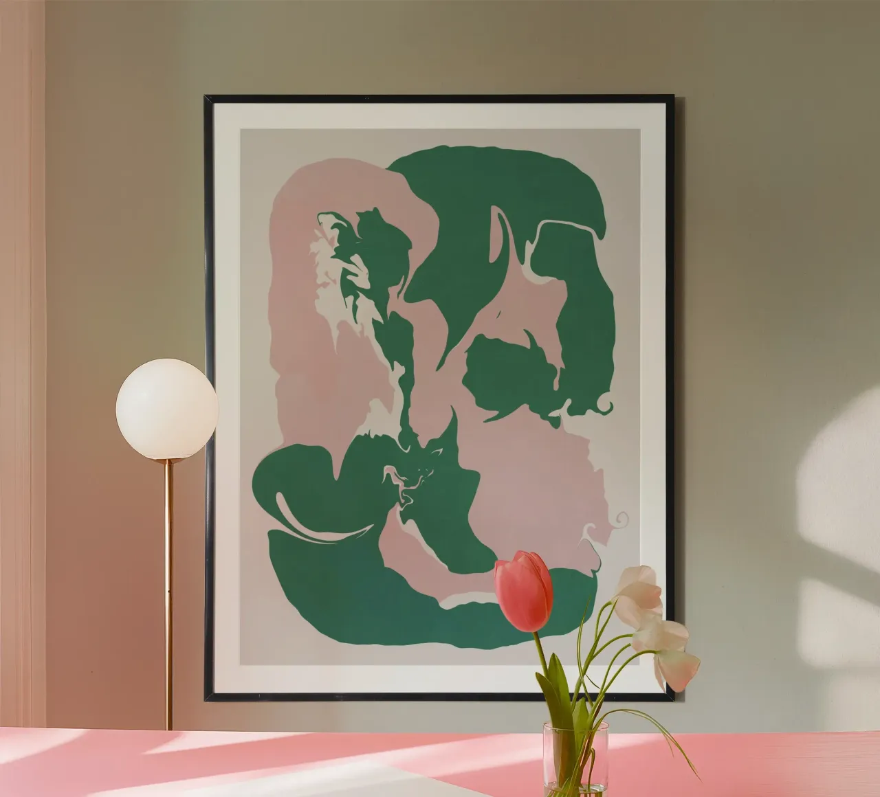 Abstracto licuar rosa y verde poster de Little Dean