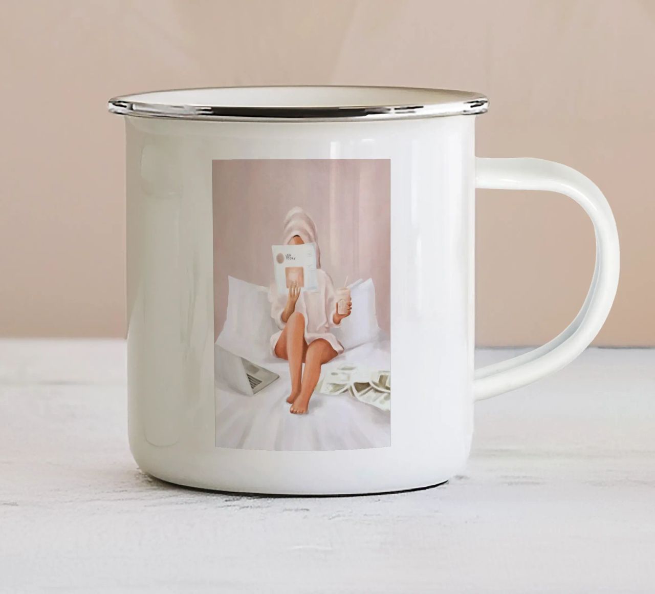 Weekend Morning II tazza in smalto da Flow Line
