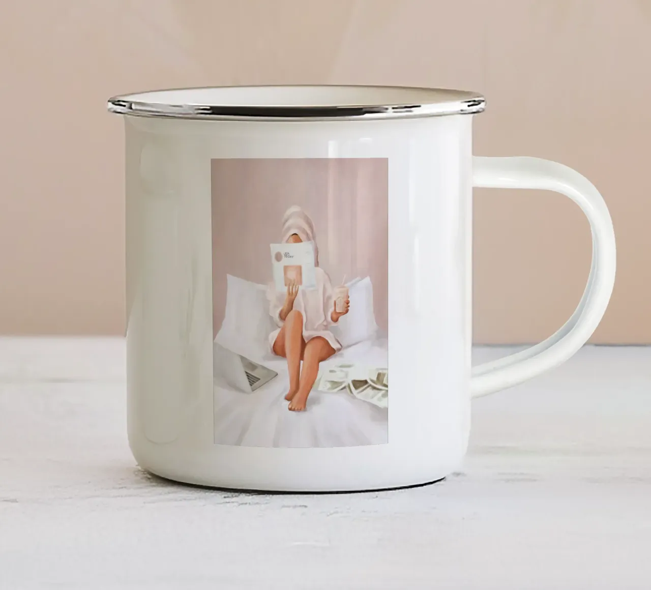 Weekend Morning II tazza in smalto da Flow Line