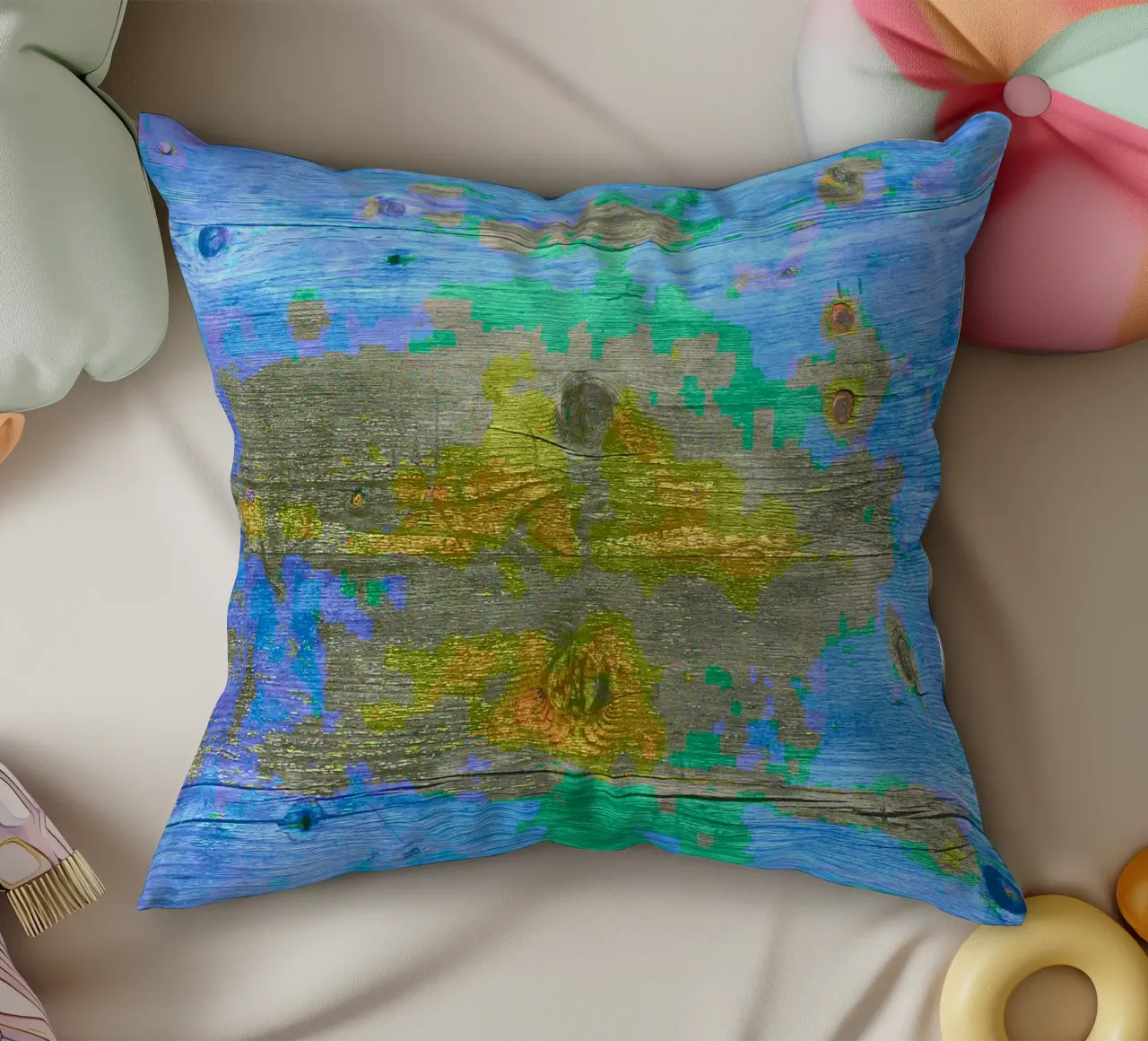 Planche de bois usée par les intempéries - chromatisme coussin de Gürsel Yesil Digital Art