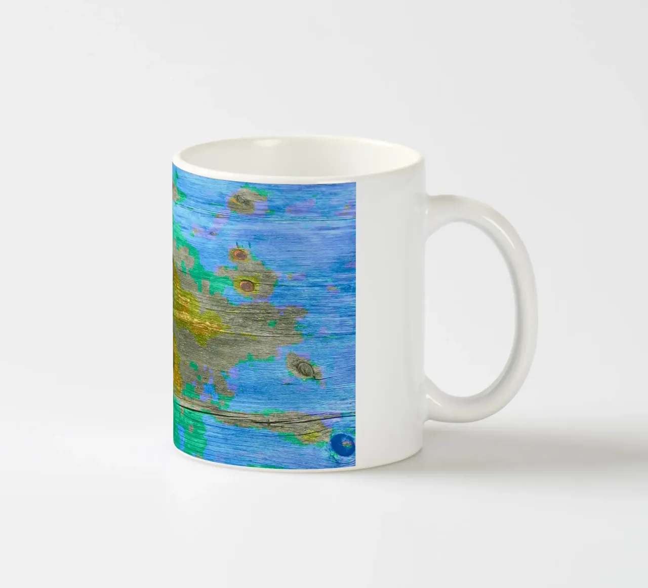 Weathered wooden board - chromatic colour scheme ceramic mug by Gürsel Yesil Digital Art