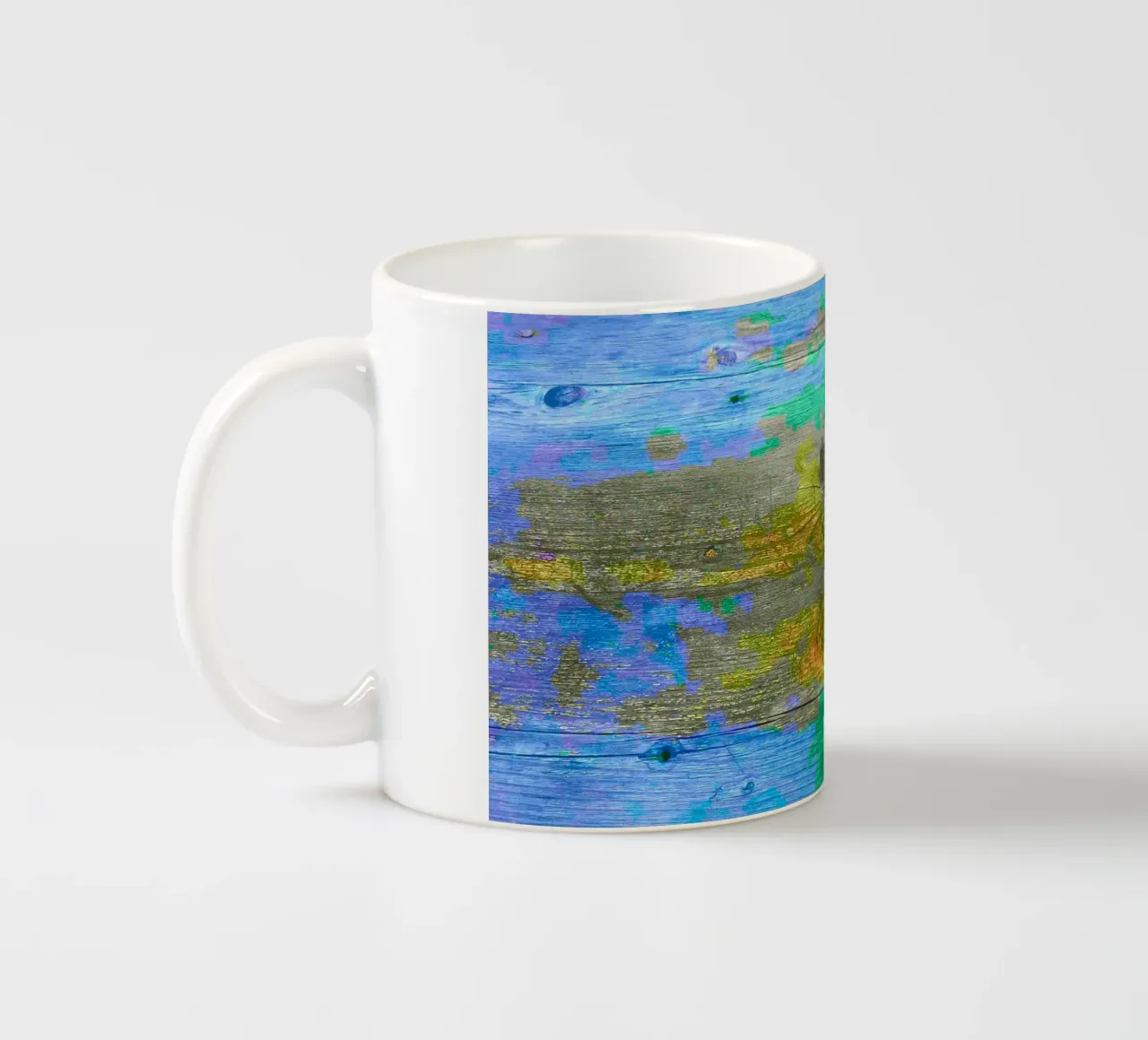 Weathered wooden board - chromatic colour scheme ceramic mug by Gürsel Yesil Digital Art