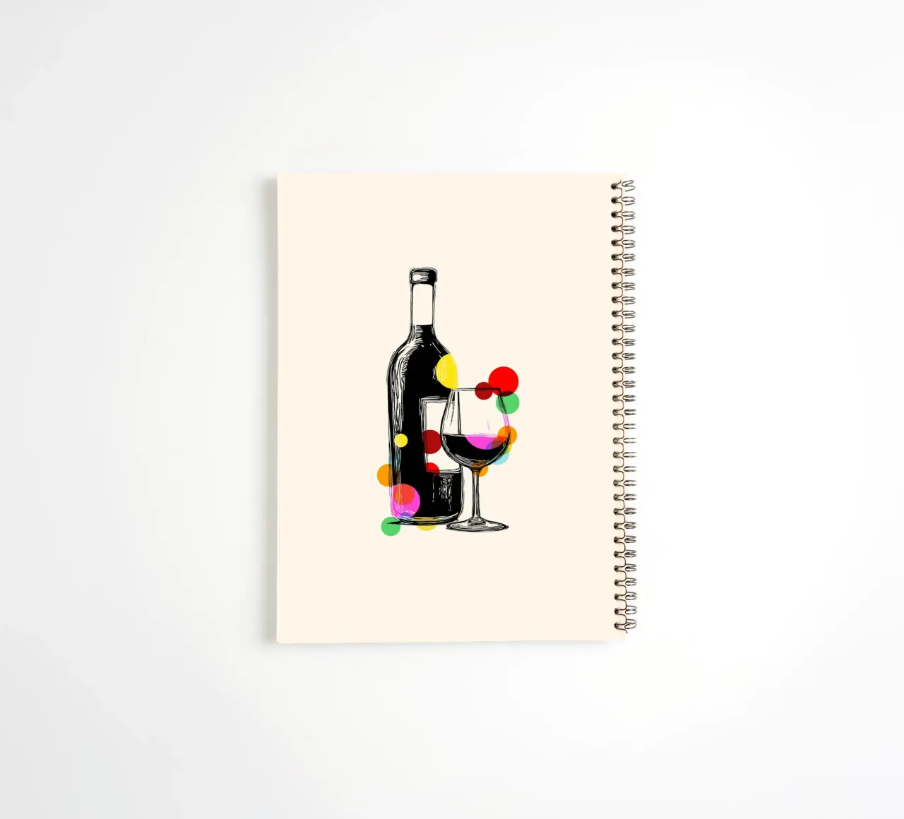 Wine Bottle & Glass spiral notebook by Indigo Rain
