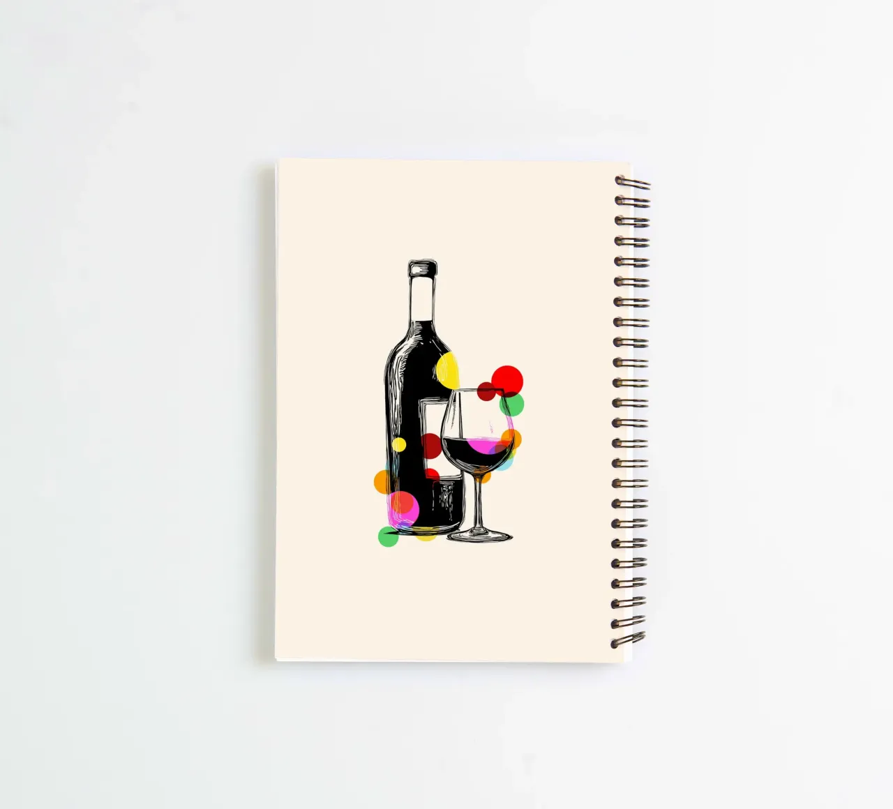 Wine Bottle & Glass spiral notebook by Indigo Rain