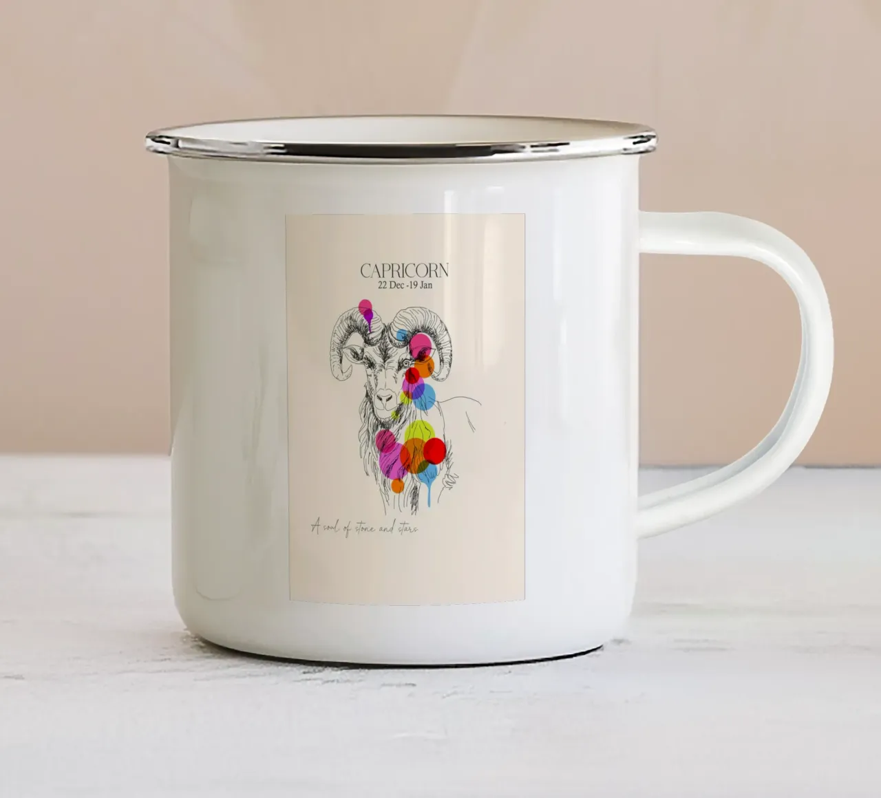 Capricorn Zodiac tazza in smalto da Indigo Rain