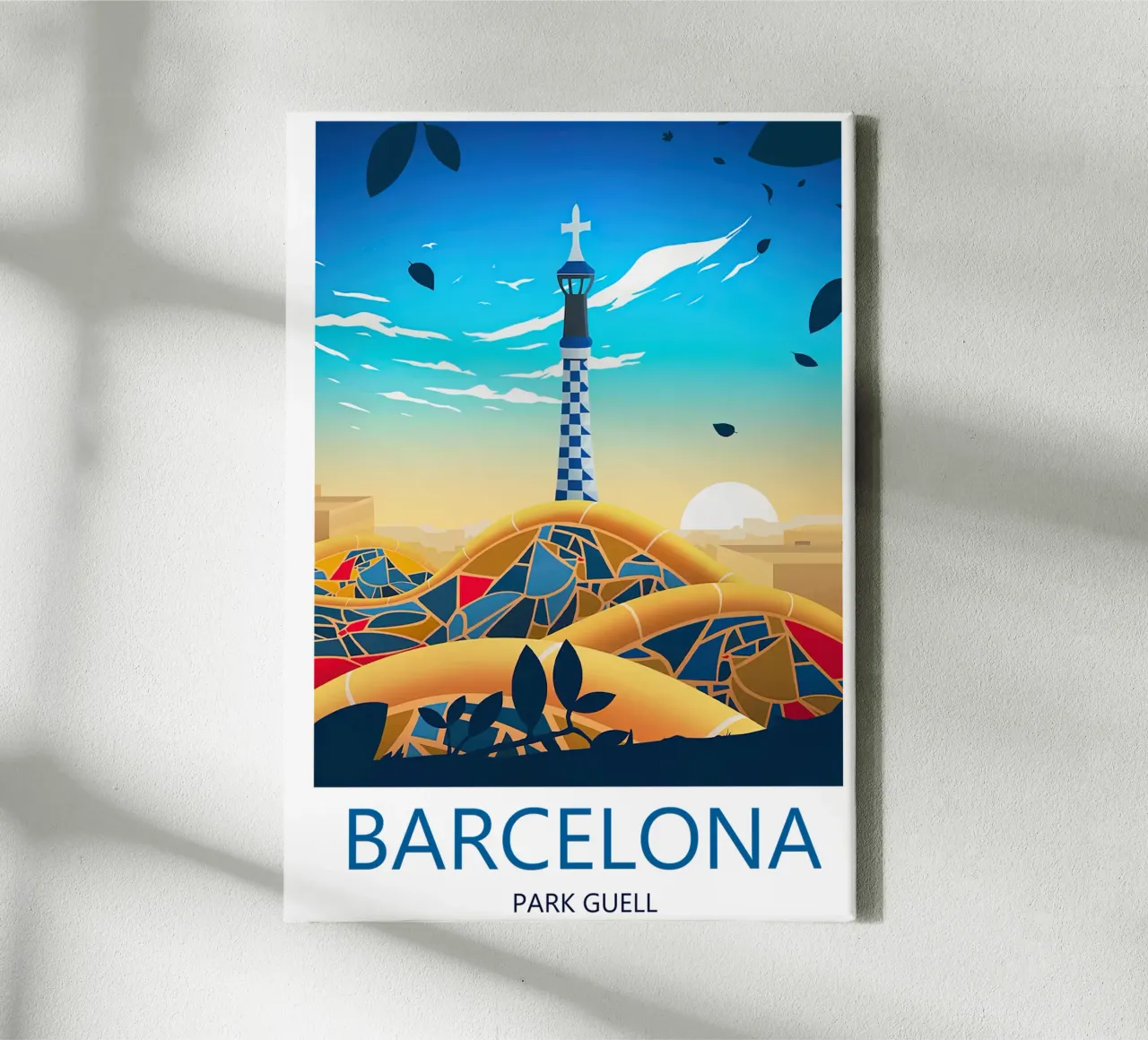 Stampa di viaggio su Barcellona - Park Güell tela con Cornice a cassetta da Liliestudio