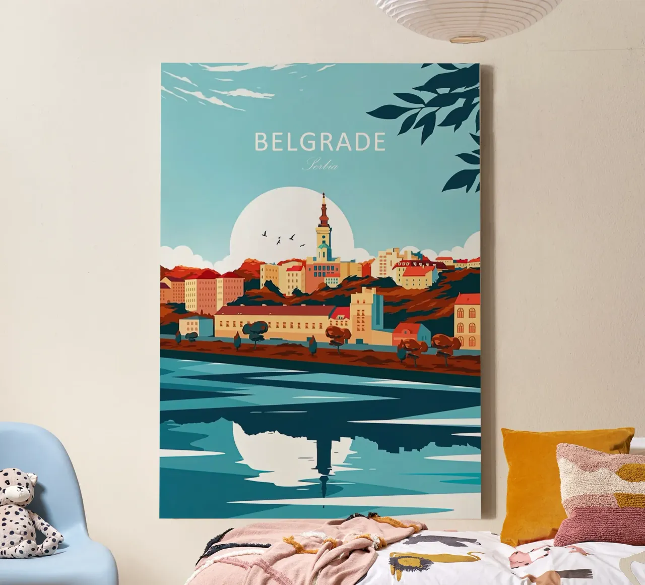 Belgrado traditionele reisprent - Servië canvas met Baklijst van Liliestudio