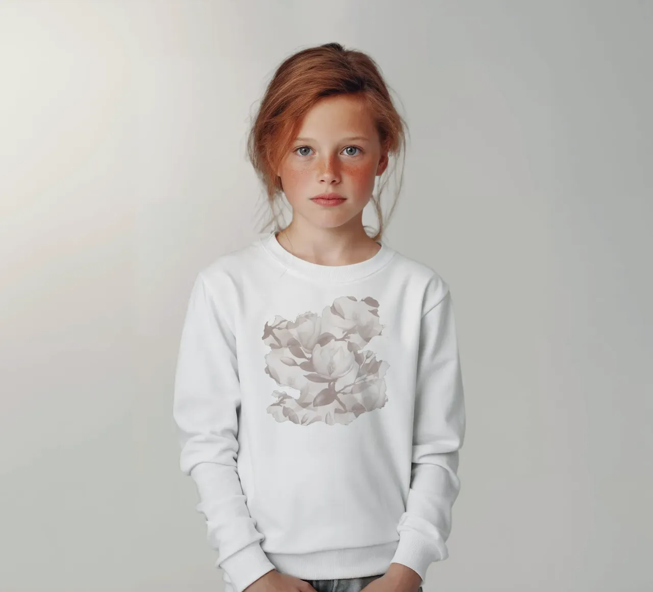 Magnolia Warm Grey kids sweatshirt by SilverPegasus