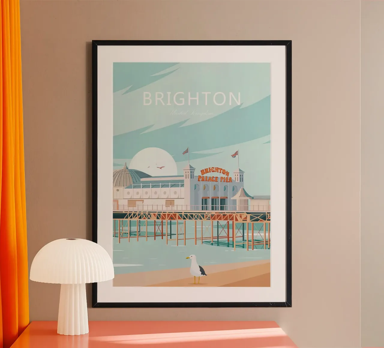 Stampa tradizionale da viaggio di Brighton - Regno Unito poster da Liliestudio
