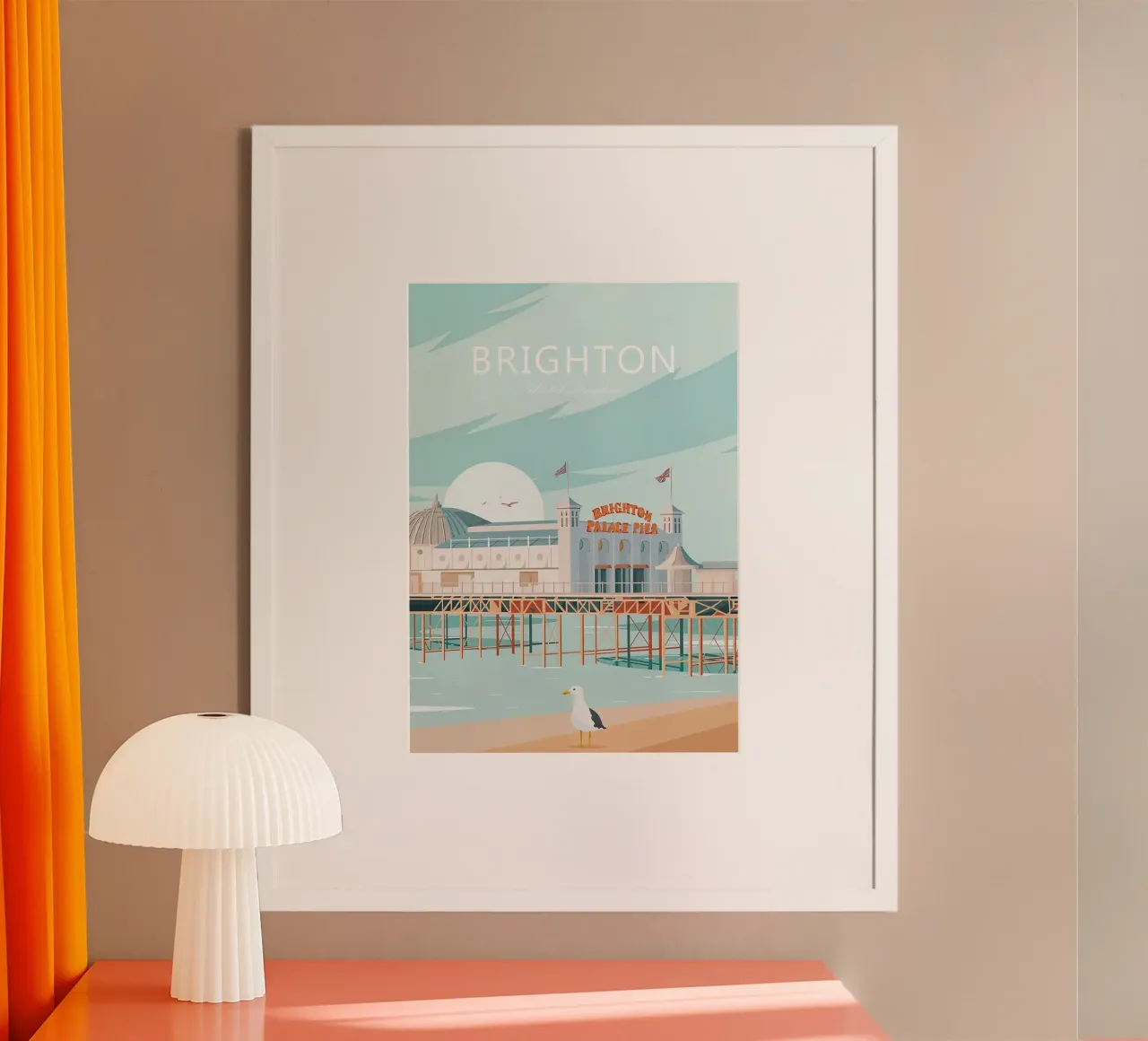 Stampa tradizionale da viaggio di Brighton - Regno Unito poster da Liliestudio