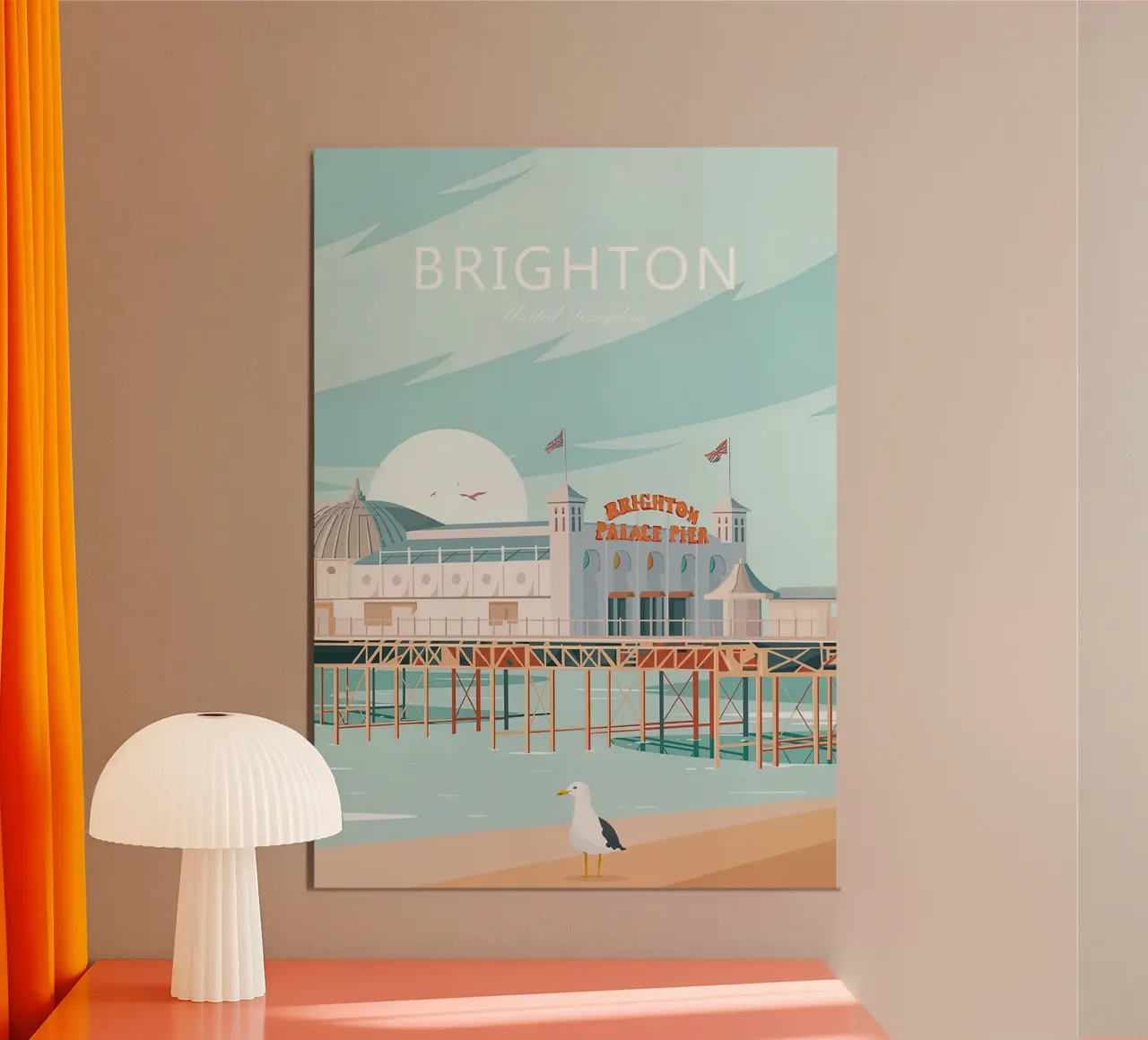 Stampa tradizionale da viaggio di Brighton - Regno Unito poster da Liliestudio