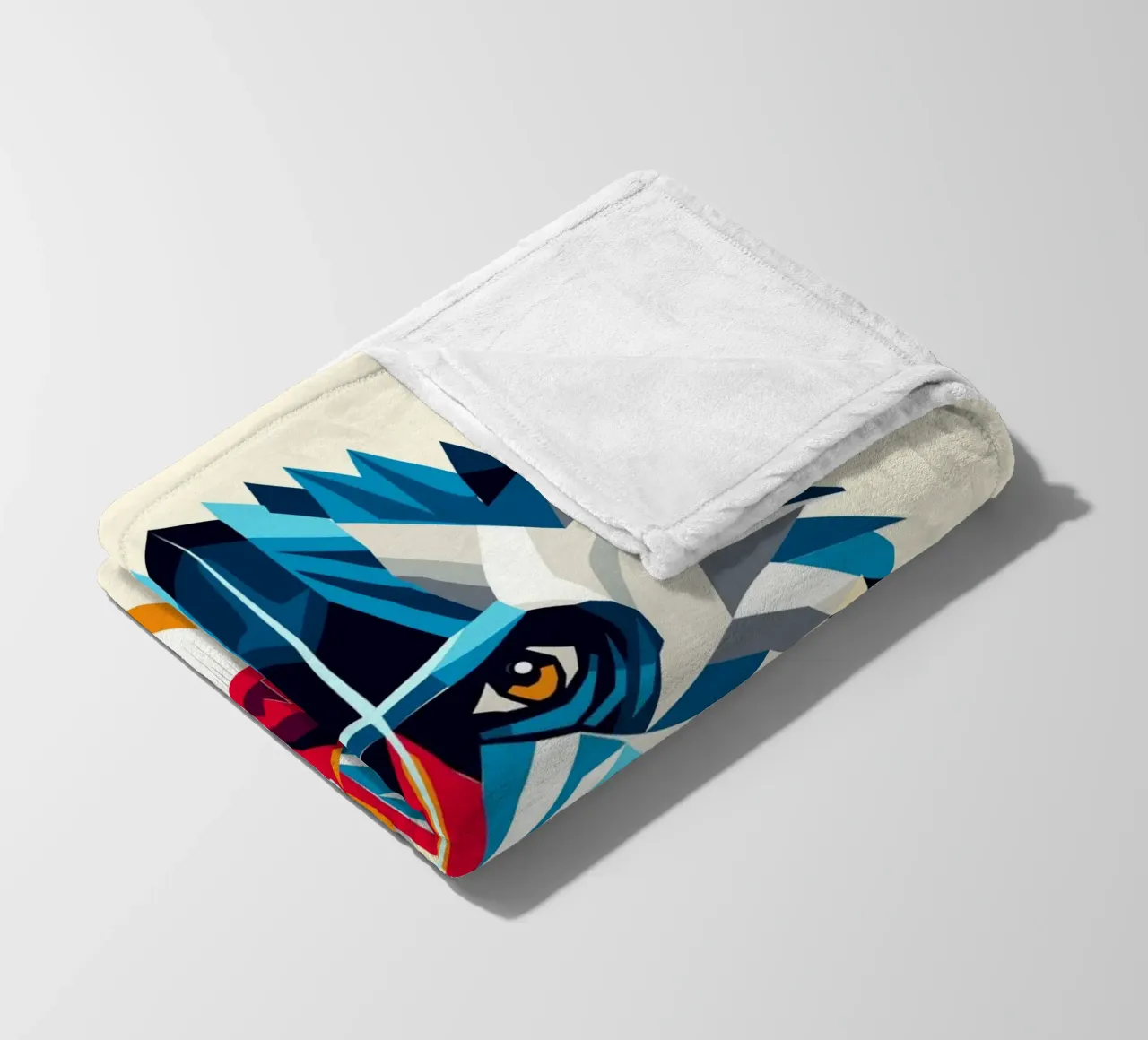 Geometric mandrill - Colourful monkey portrait in modern style fleece blanket by namosh