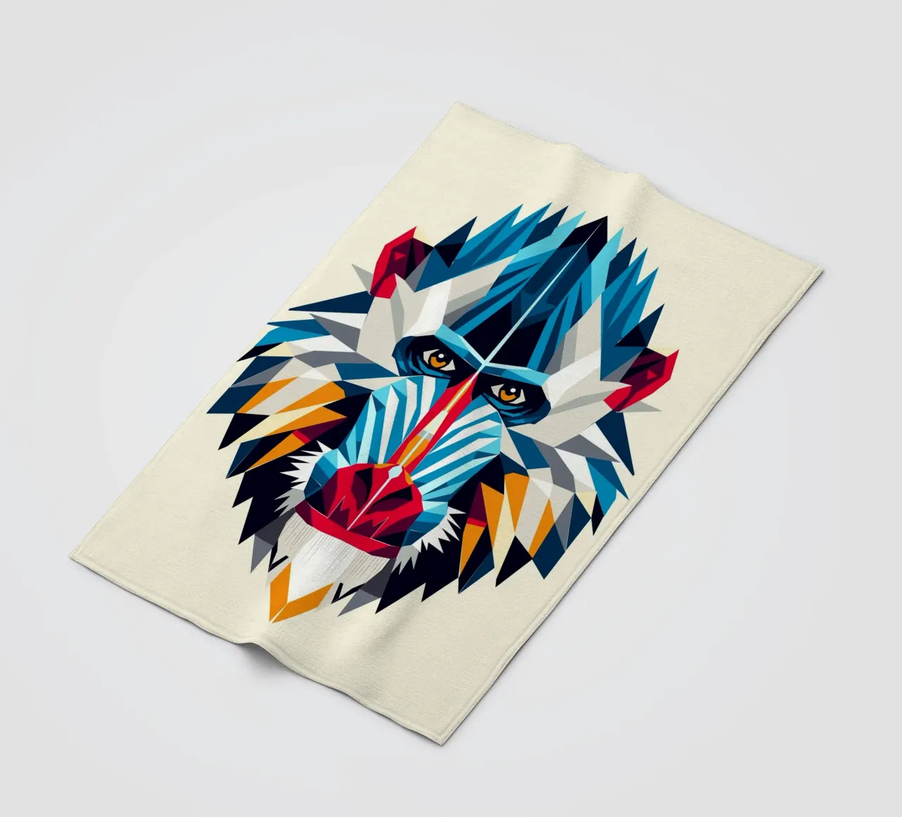 Geometric mandrill - Colourful monkey portrait in modern style fleece blanket by namosh