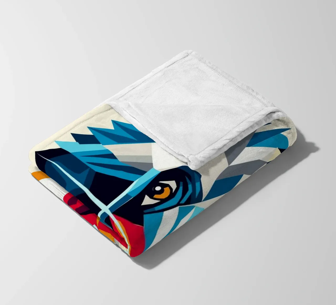 Geometric mandrill - Colourful monkey portrait in modern style fleece blanket by namosh