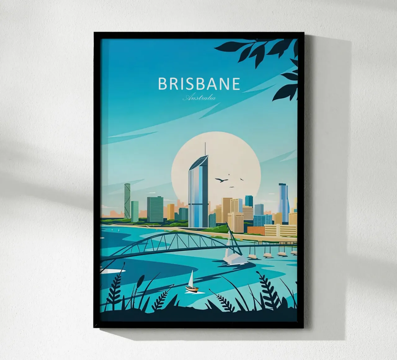 Stampa tradizionale di viaggi Brisbane - Australia poster da Liliestudio