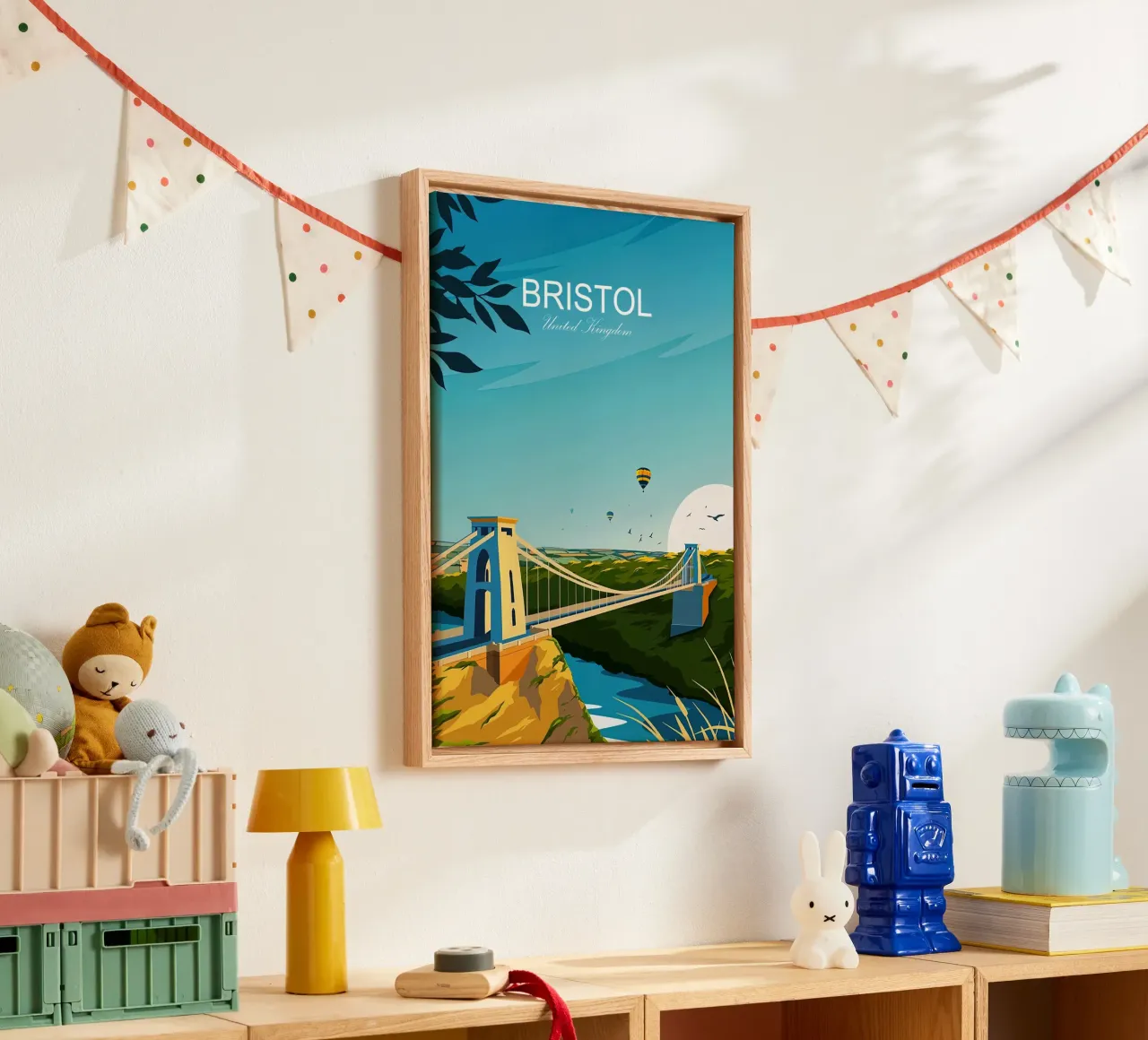 Stampa tradizionale di viaggi Bristol - Regno Unito tela con Cornice a cassetta da Liliestudio